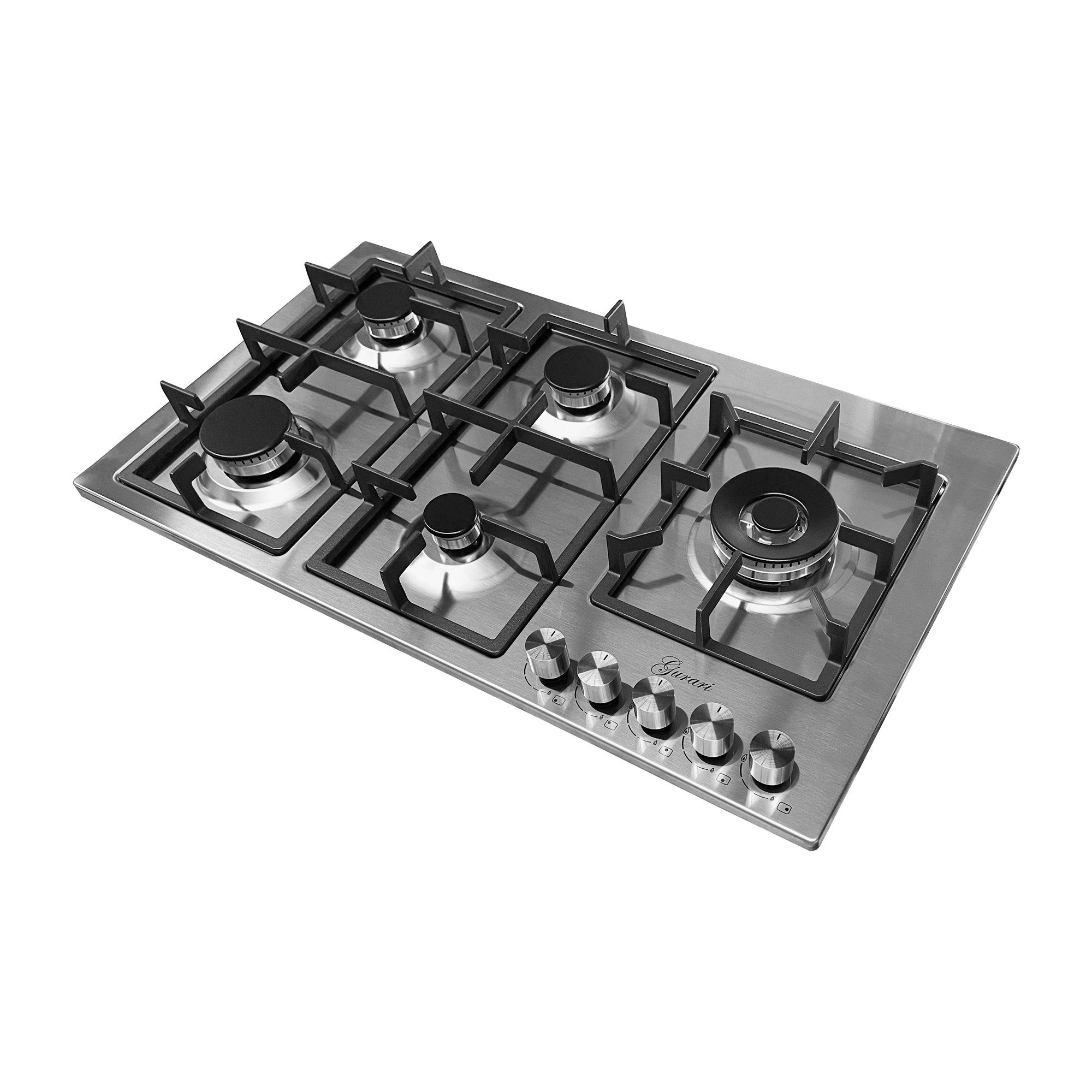Gas-Kochfeld GCH FQ 905 +WOK Adapter, 90 cm, Edelstahl, 4,0 KW WOK, 5 Gasbrenner,Erdgas, FL.Gas