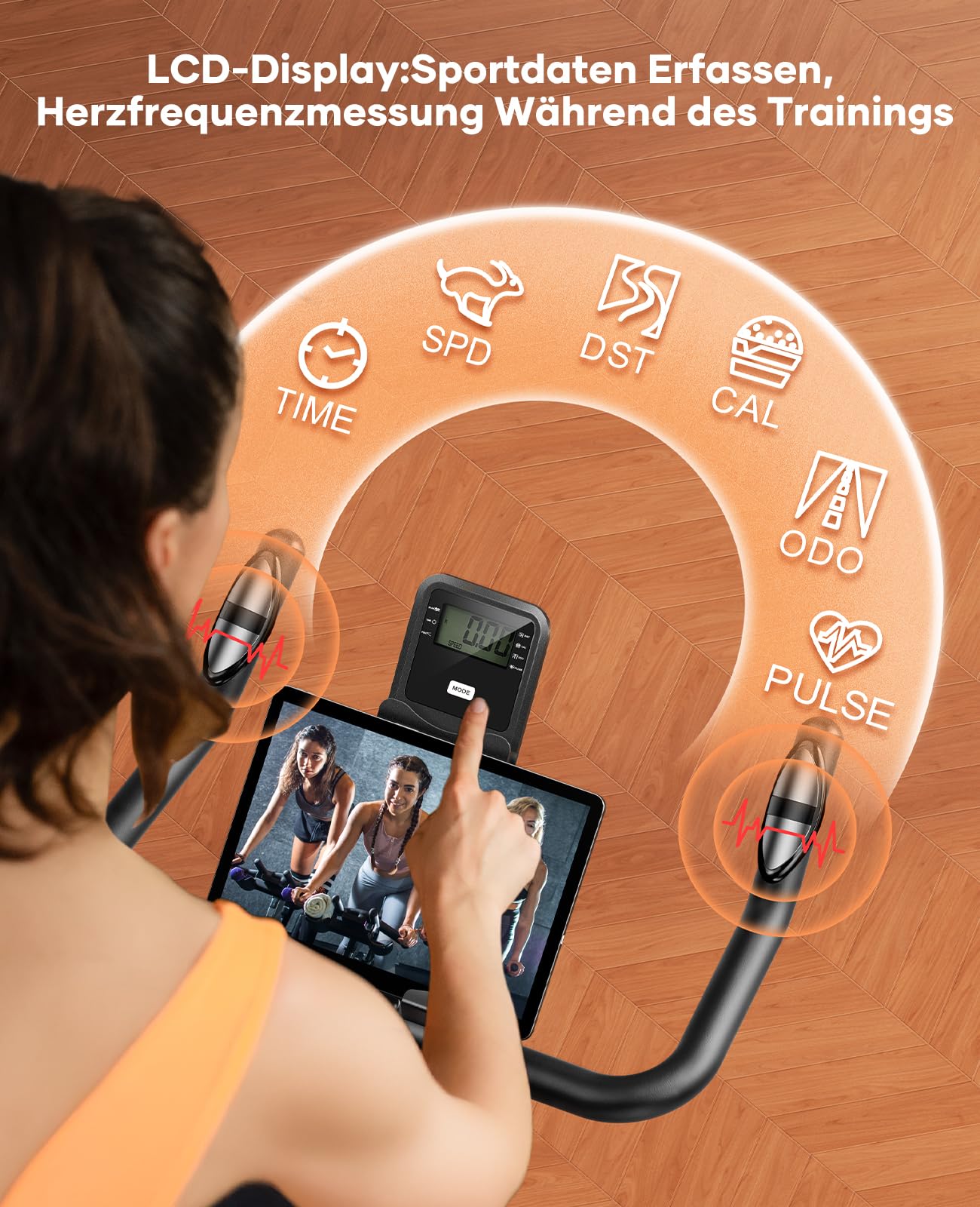 Heimtrainer Fahrrad mit Magnetwiderstand 15 kg Schwungrad 160 kg Tragkraft App-Bluetooth LCD-Display Pulsmesser