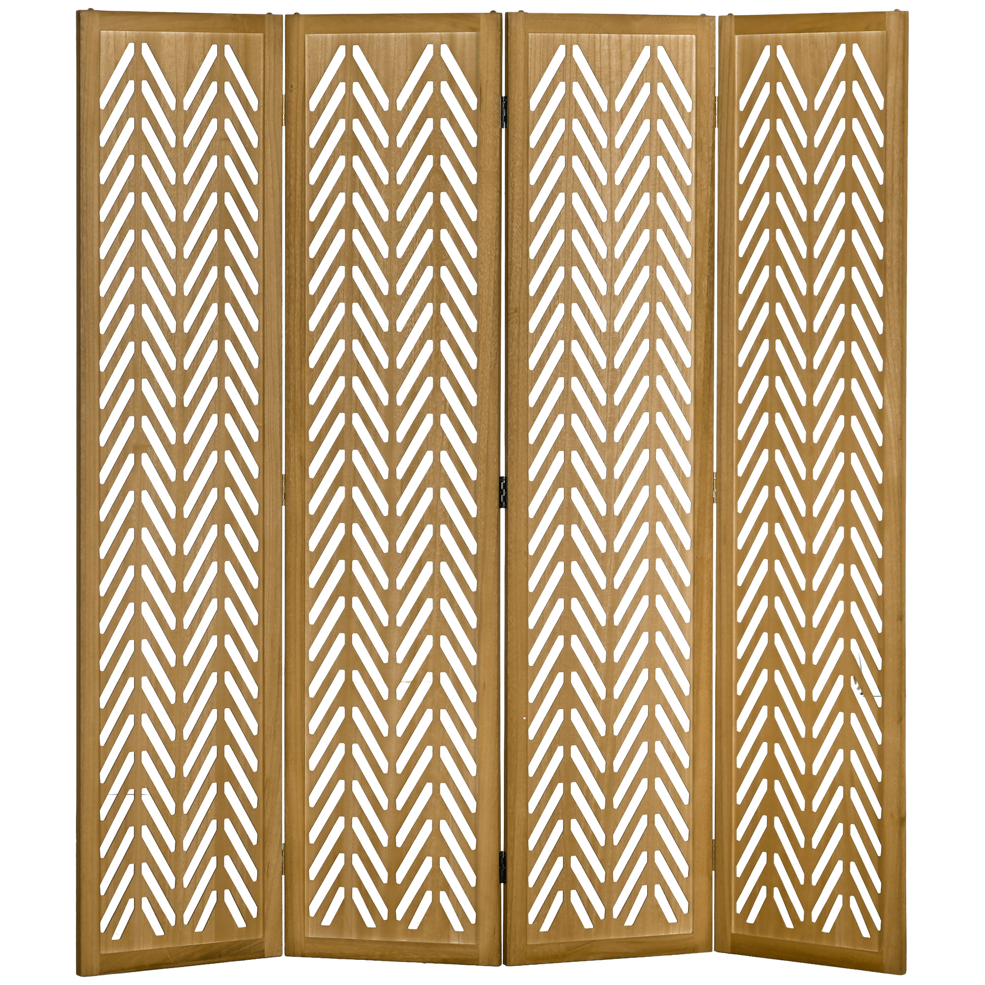 HOMCOM Paravent aus durchbrochenem Holz, faltbarer Innenraum-Trennwand, 4 Paneele aus Holz 160 x 170 cm, natur