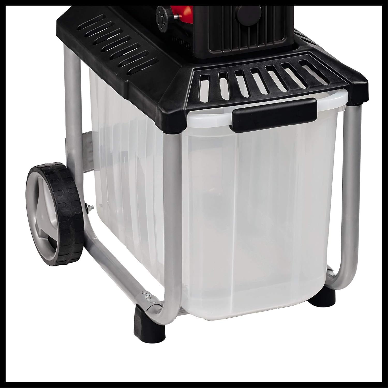 Elektro-Leisehäcksler GC-RS 60 CB mit 2800 W und 45 mm Aststärke, Schneidwalze, Drehrichtungsumschalter und transparenter 60 L Fangbox