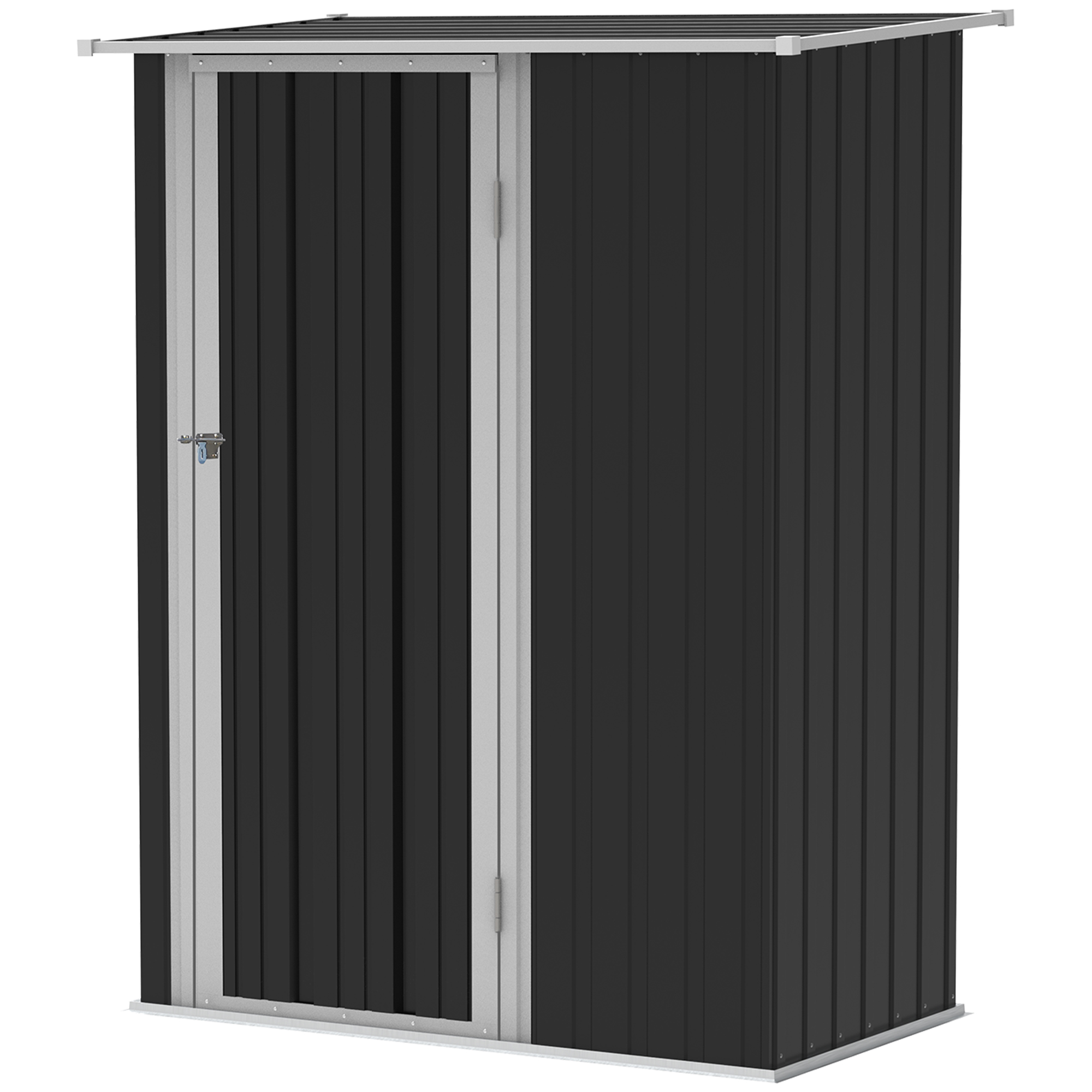 Outsunny gereedschapsschuur tuinhuisje gereedschapsschuur met deur buiten staal donkergrijs 142 x 84 x 189 cm