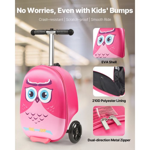 VEVOR Scooter Koffer max. 50kg Reisekoffer Kinder 20L Fassungsvermögen Pink