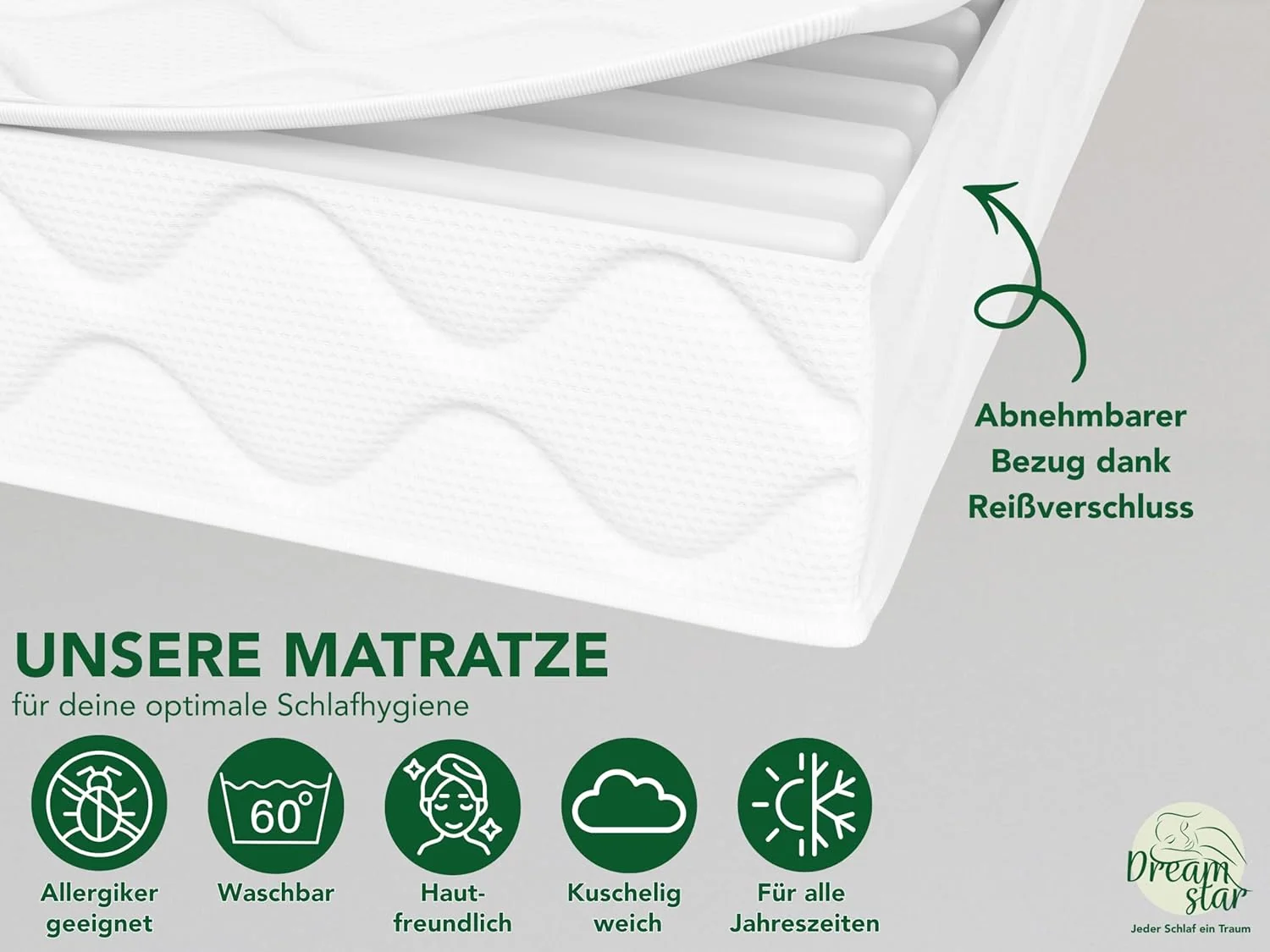 DREAMSTAR Ergo Flex XXL Duo 7-Zonen Kaltschaummatratze mit zwei Liegehärten