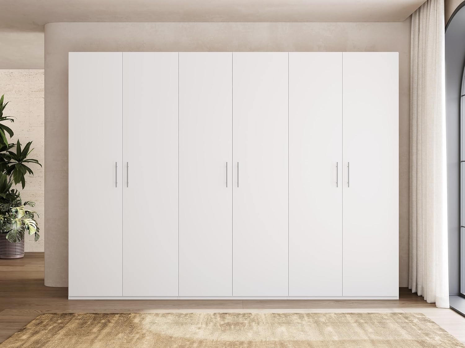 My Brand Germanvox Swift Wardrobe with 6 Doors Bedroom Matt White Made in Italy L.270 D.53 H.202 cm