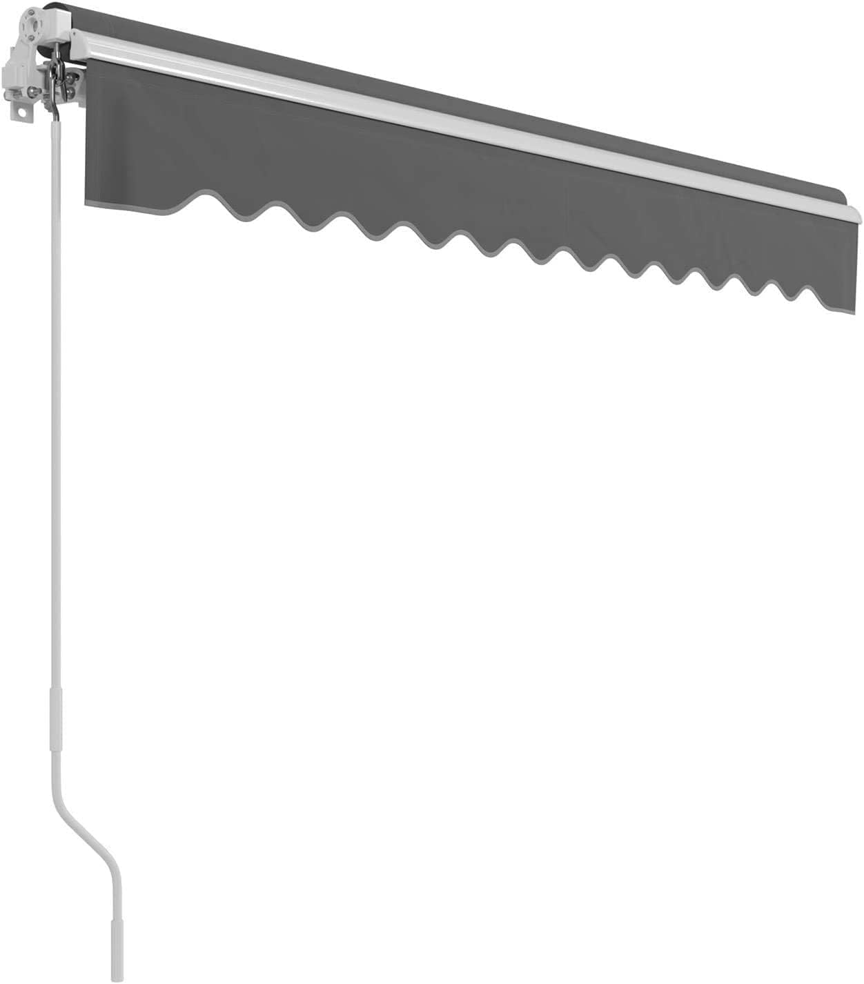 Awning with Extendable Arms 300 x 250 cm, UV Rays Arm Awning with Articulated Arm, Wall Mount, Crank Handle, Aluminium/Polyester, for Outdoors, Terraces, Balcony, Grey