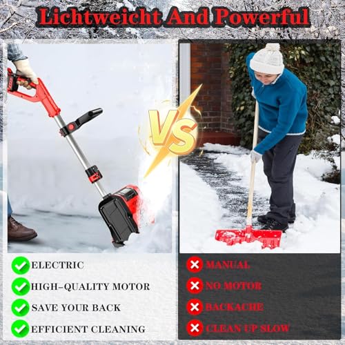 Spazzaneve Elettrico Senza Fili, Pala da Neve Automatica 2200 Giri/min con Asta Telescopica 93 125 cm, Larghezza di Pulizia 30 cm, Spazzaneve a Spinta Manuale da 1200 W per Patio, Vialetto di Ponte : Amazon.it: Giardino e giardinaggio