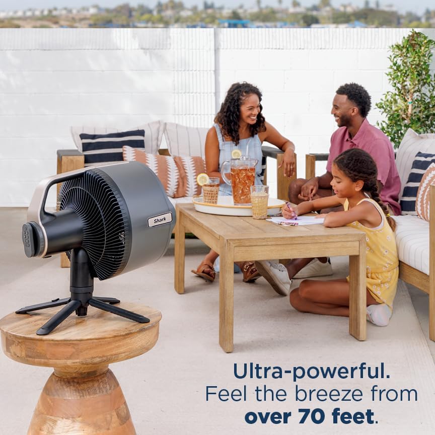 Shark FlexBreeze Pro Nevelventilator C binnen & buiten, gentegreerde nevel, voet op tafelblad, met of zonder snoer, tot 24 uur batterij, oscillerend, antraciet, FA302 (versie 2025)