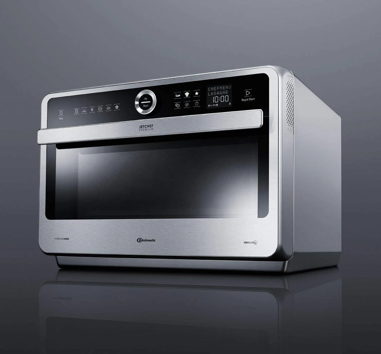 Bauknecht Jet Chef MW 179 IN Rvs 5-in-1 Multifunctionele Magnetron/ 1000 W/ 33 L Gaarruimte/Hete lucht 1500 Watt/ Kwartsgrill 1200 W/DualCrisp/ Stoomkoken/Smelt- en Snelontdooifunctie