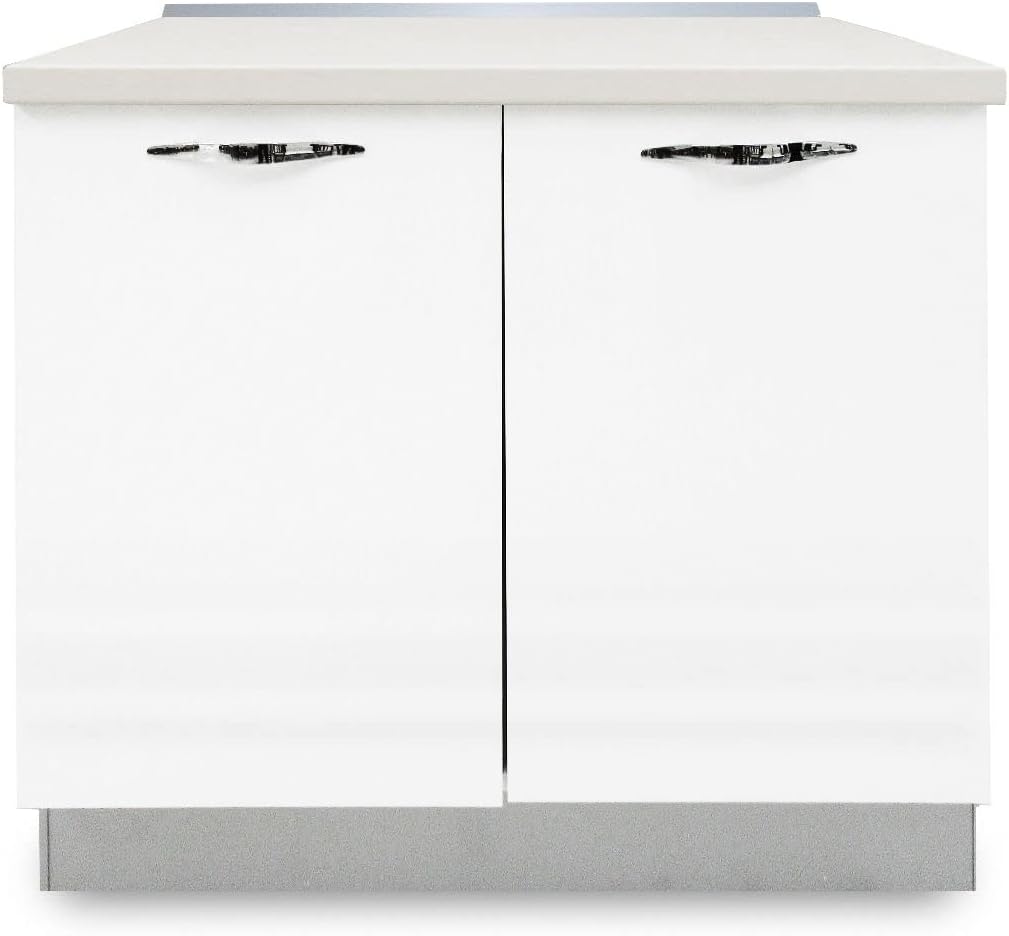 My Brand Germanvox Mobile Armadietto Base da Cucina a terra 90 cm 2 ante bianco lucido