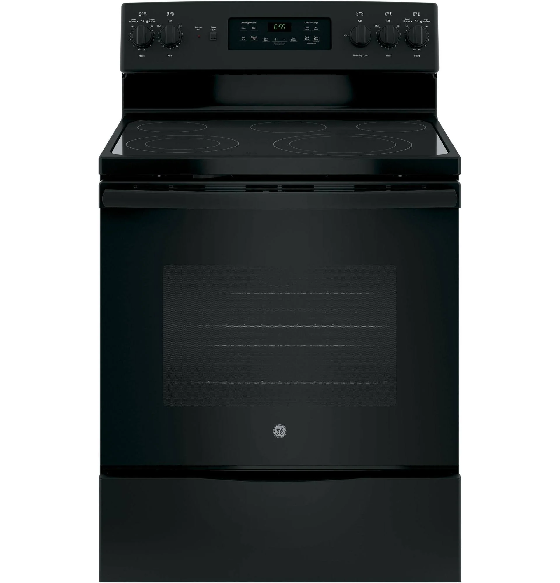 GE 30 Freestanding Electric Range, Black Dual-Element Cooktop, Convection Oven, Self-Cleaning