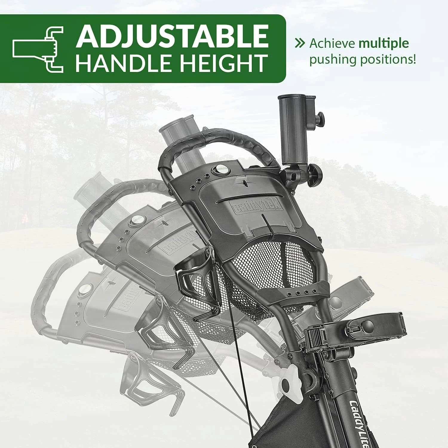 3Wheel Golf Push Cart - Golf Trolley Foldable Collapsible Lightweight Pushcart with Foot Brake - Easy to Open & Close