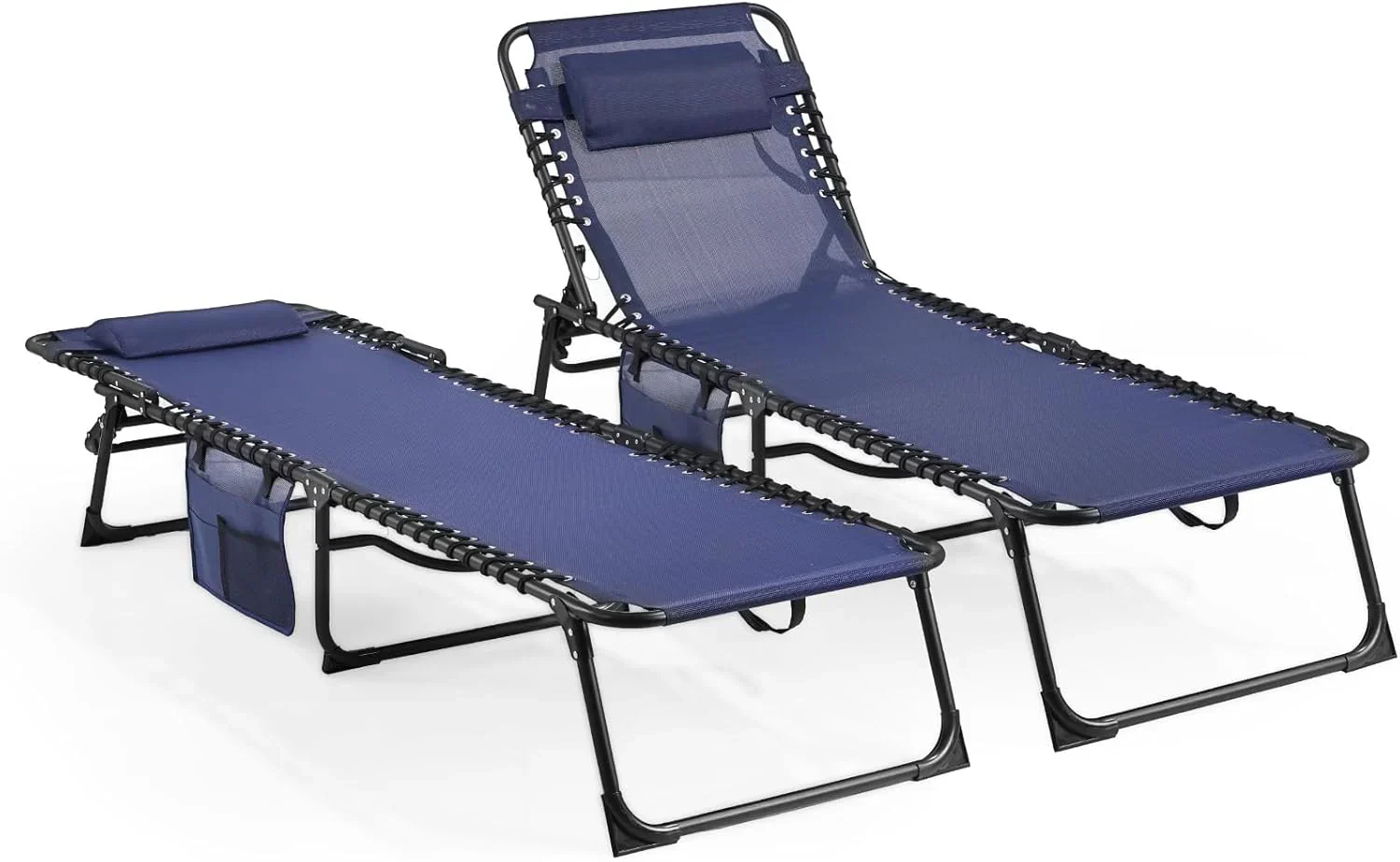 Unovivy Outdoor Chaise Lounge Chairs Portable Folding Pool Lounge Chair with Reclining Back