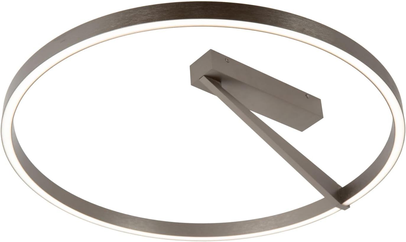 Licht-Erlebnisse LED Deckenleuchte Aluminium Grau Wohnzimmer Bad Fernbedienung Lichtring wohnlich 2200 K warmweiß L:60 cm Deckenlampe Modern