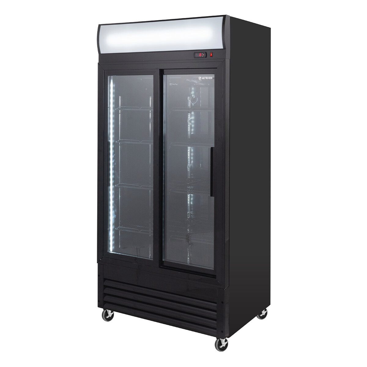 Getränkekühlschrank Getränkekühlschrank 630 - Leuchtaufsatz, Schiebetüren, schwarz, LED
