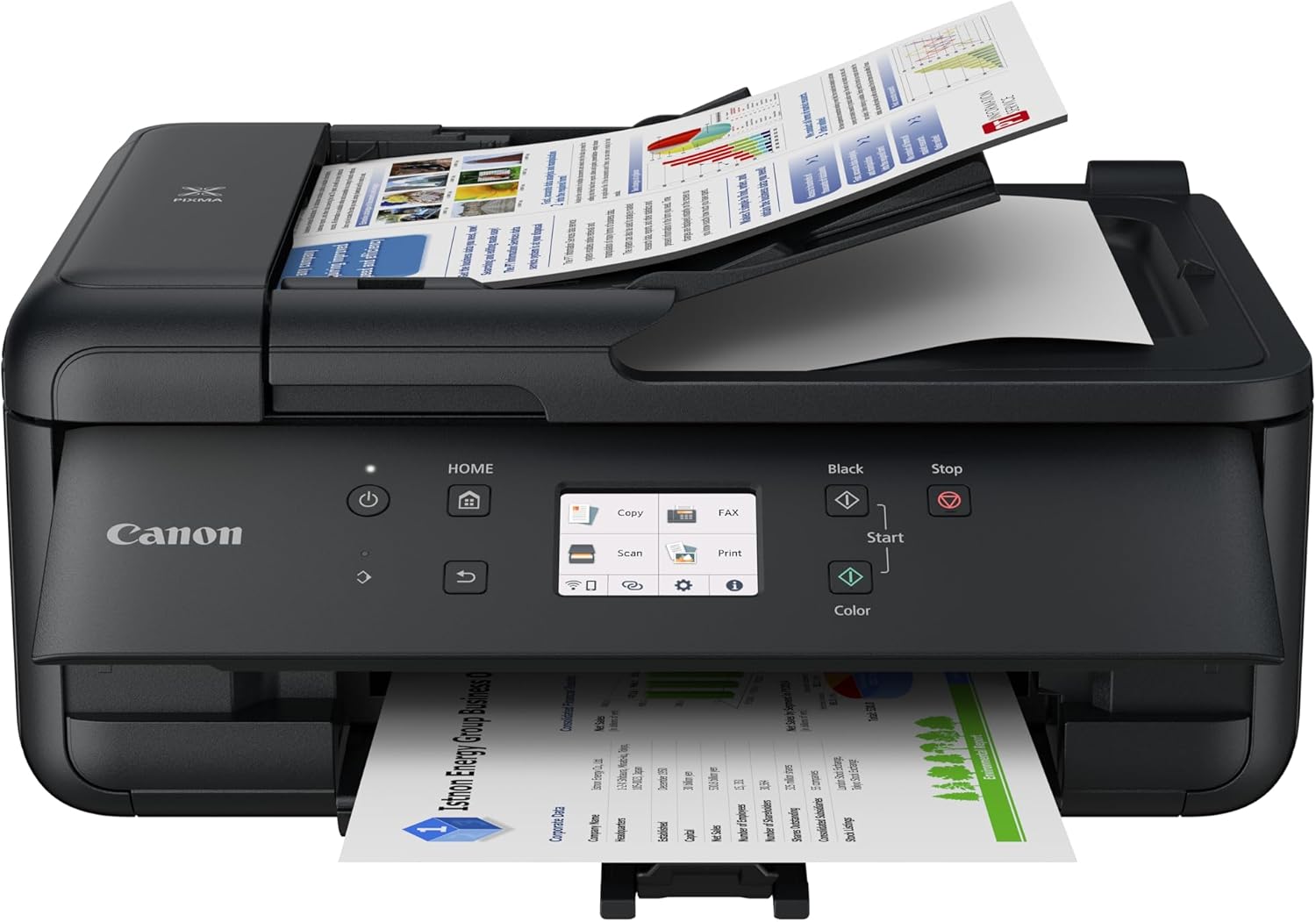 IC-Office TR7650 Farbtintenstrahl Multifunktionsdrucker 4-in-1 (Drucken, Kopieren, Scannen, Faxen, ADF, WLAN, AirPrint) schwarz + 10 XXL Tintenpatronen