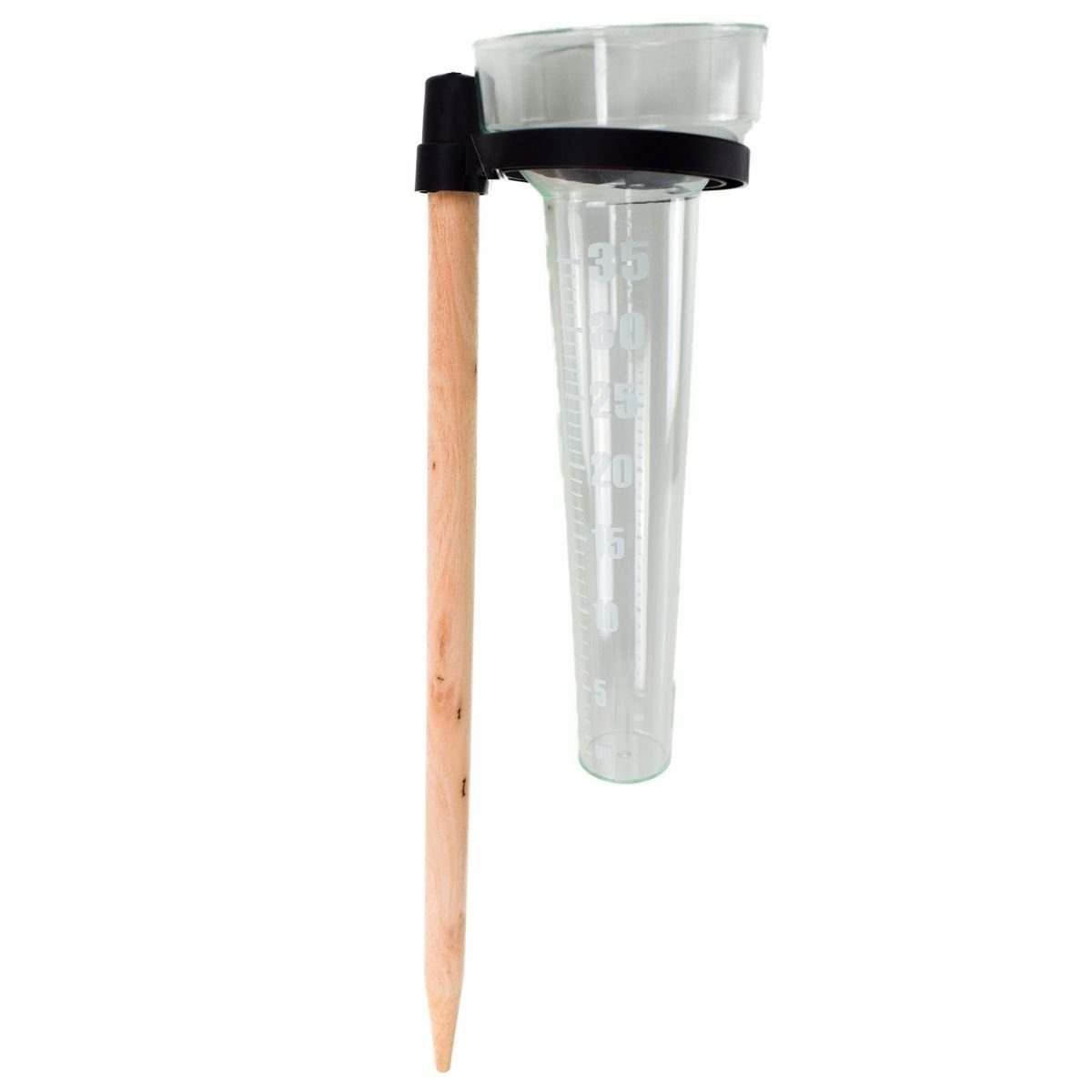 Regenmesser Kunststoffgefäß mit Messskala und Holzstiel (ca. 37 cm) Regenskala