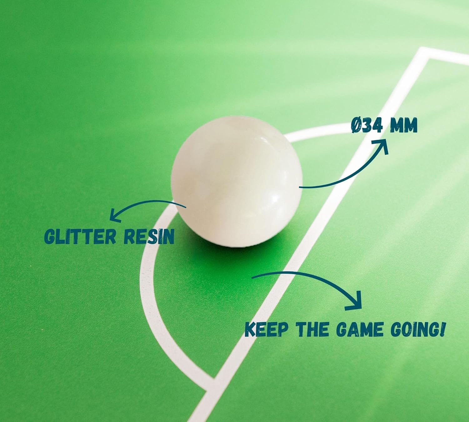DOJA Barcelona | Palline Calcio Balilla Resina 34mm | 12 Pz | Bianco | Palline Biliardino Calcio Balilla Dure | Palline per Calcetto Balilla Professionali | Ricambi per Calciobalilla Professionali