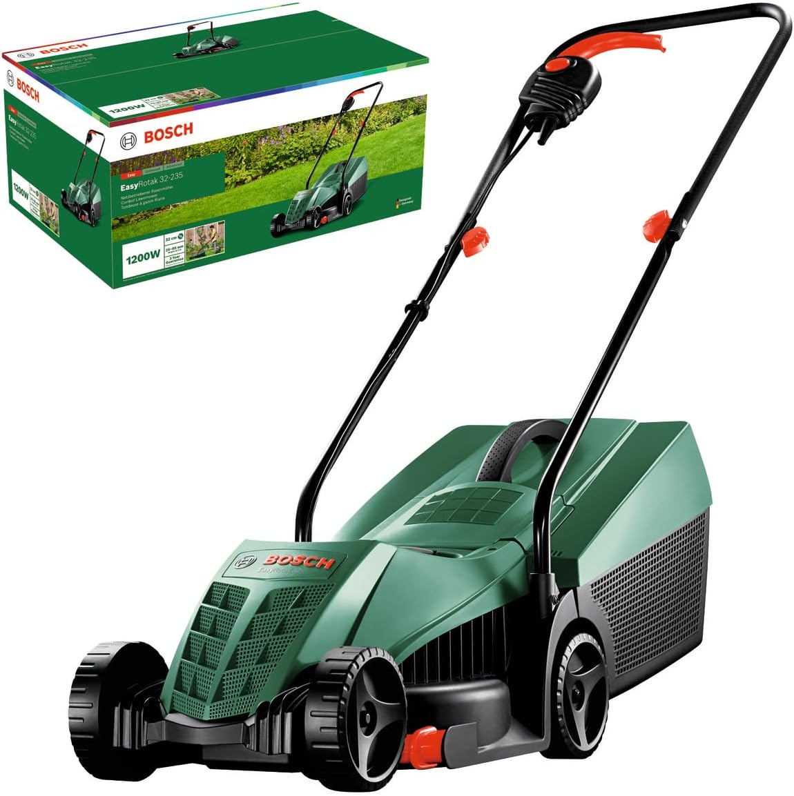 Bosch Tagliaerba/Tosaerba a filo EasyRotak 32-235 (motore da 1.200 W, larghezza di taglio: 32 cm, cesto raccoglierba da 31 l, per giardini di piccole dimensioni)