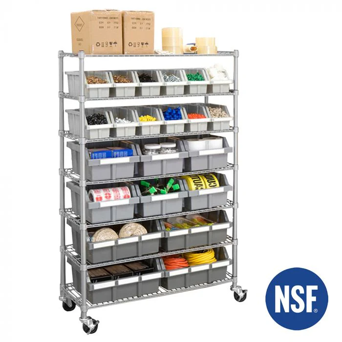 Scaffale NSF a 7 livelli con 22 contenitori