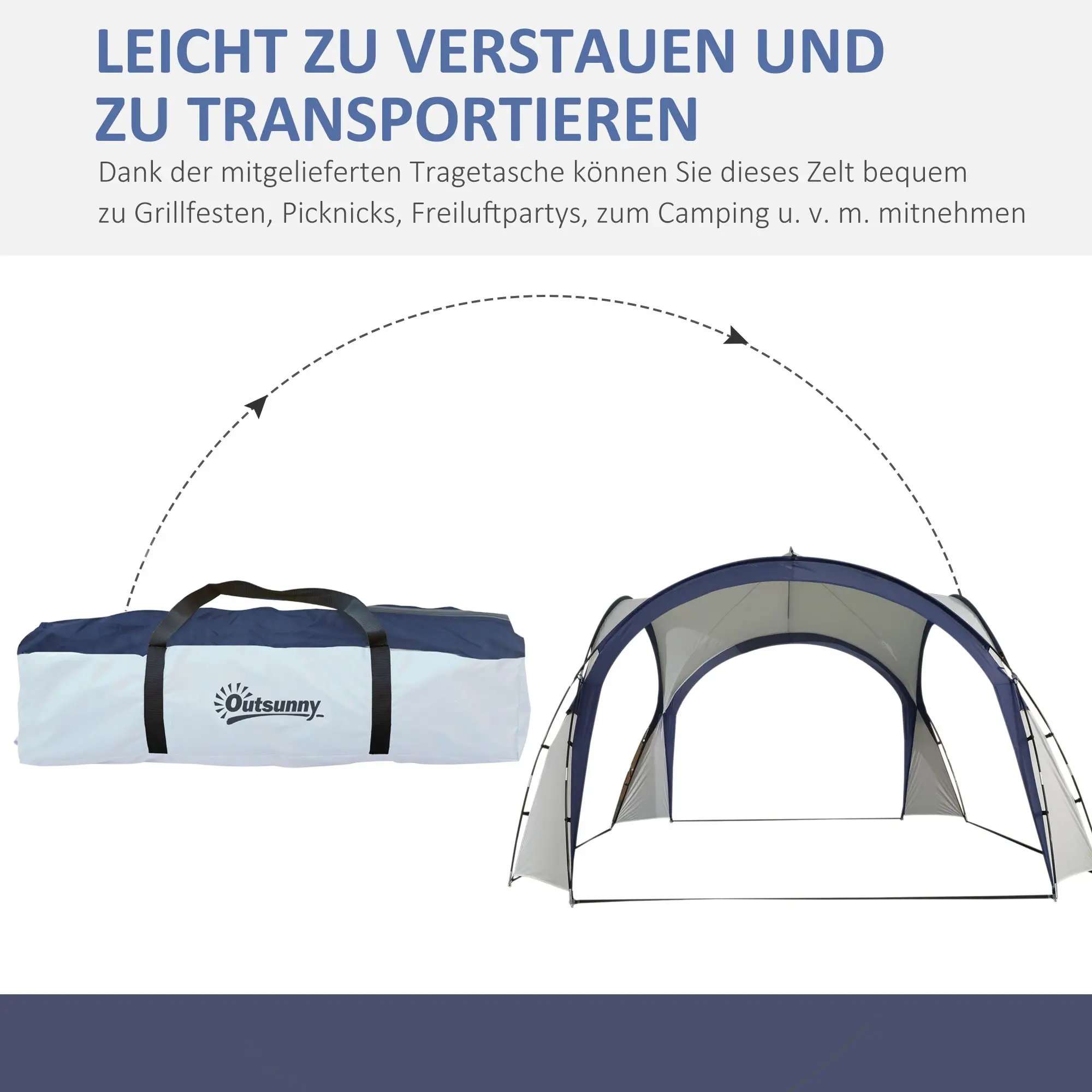 Outsunny Paviljoen Tuintent Zonwering Buiten Glasvezel