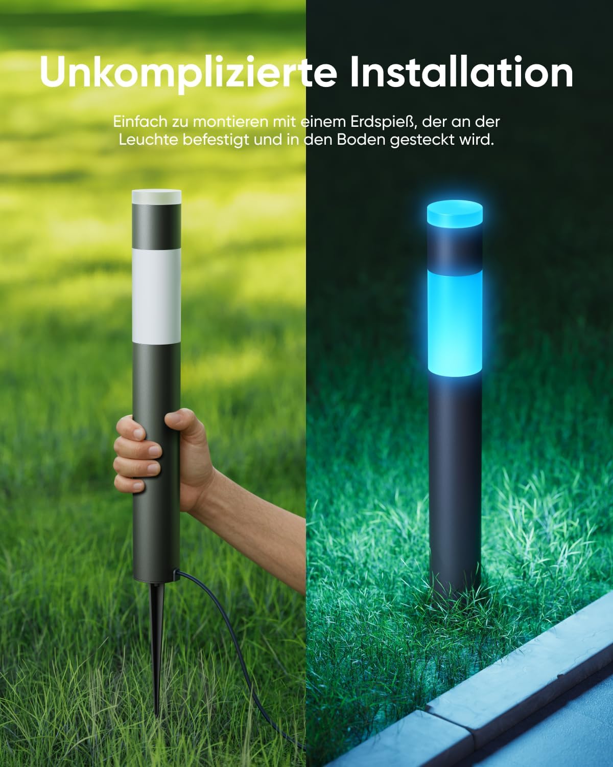 eufy Außen-Wegeleuchten E10, 4er-Pack, Smarte Verkabelte RGBWW LED Leuchten, IP65 wasserdich für Garten & Terrasse, Steuerbar mit Alexa & App, Endlose KI-Lichtthemen für Feste, Kamera-Integration