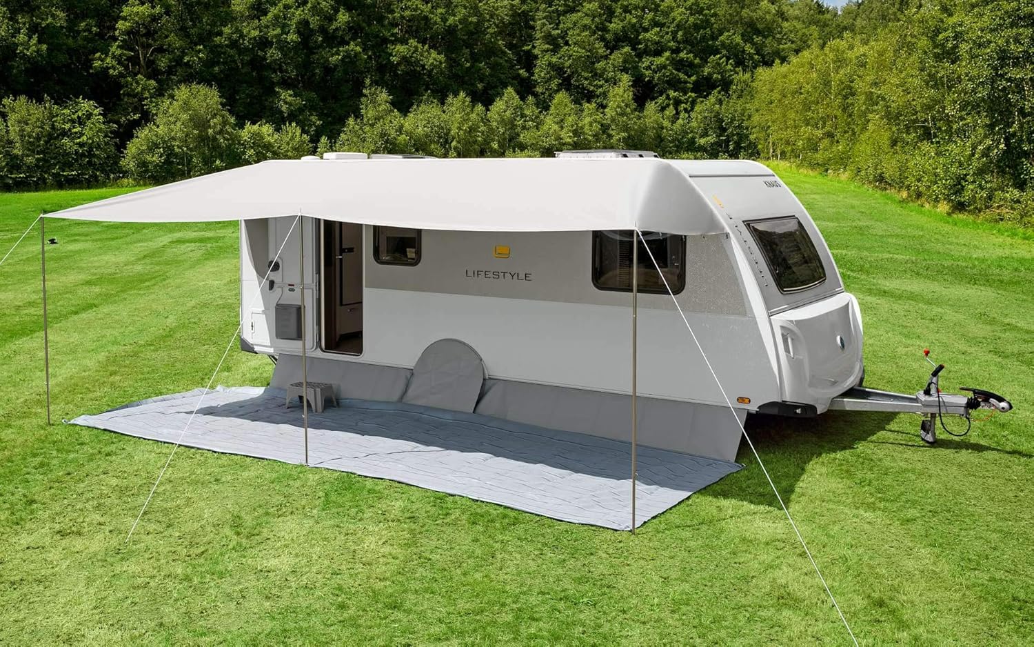 BERGER | Berger Vario Sun Shade 500 x 240 cm - Waterproof Shade Shade for Van/Motorhome, UV and Rain Canopy, Telescopic Steel Poles and Fixing Kit Included