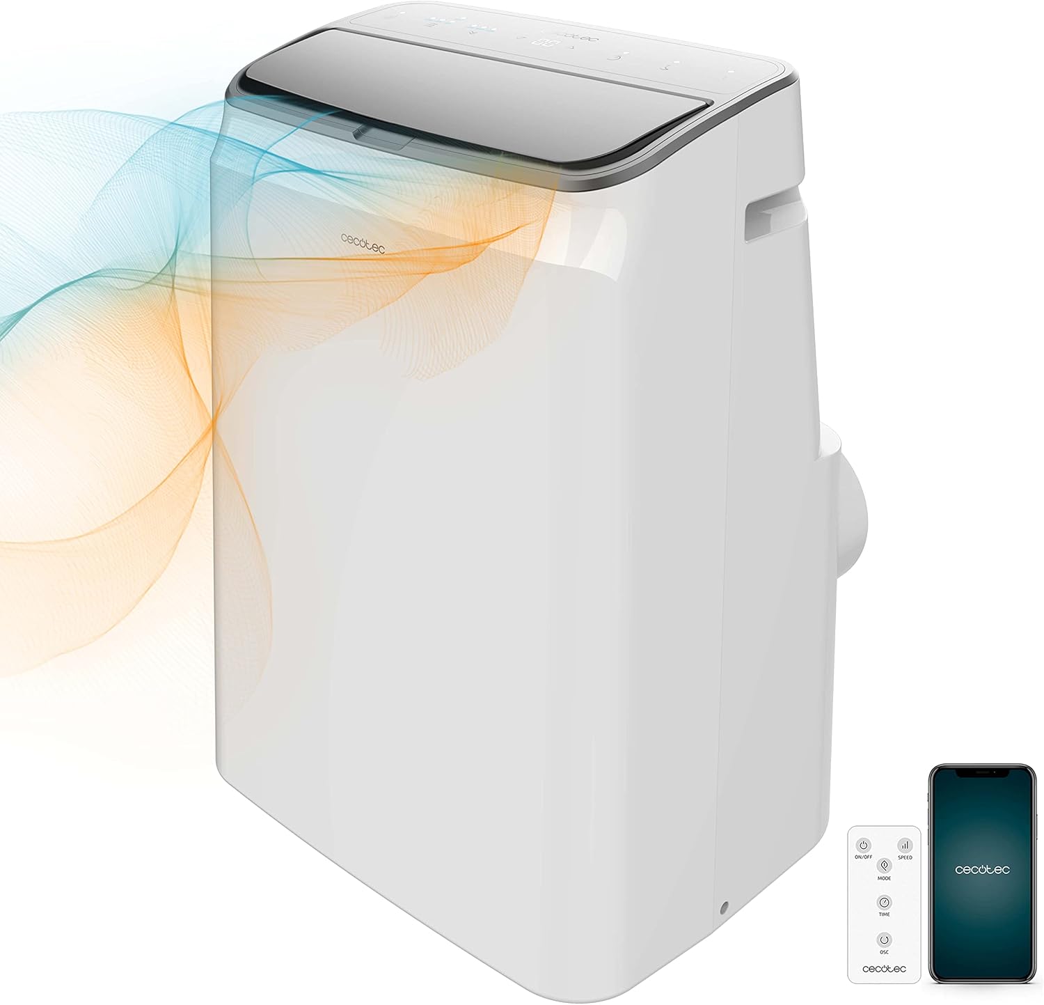 Cecotec Condizionatore Portatile con Telecomando ForceClima 7100. 7000 BTU, Tecnologia Soundless, Display LED, 4 modalità, 2 velocità, copertura fino a 20 m2