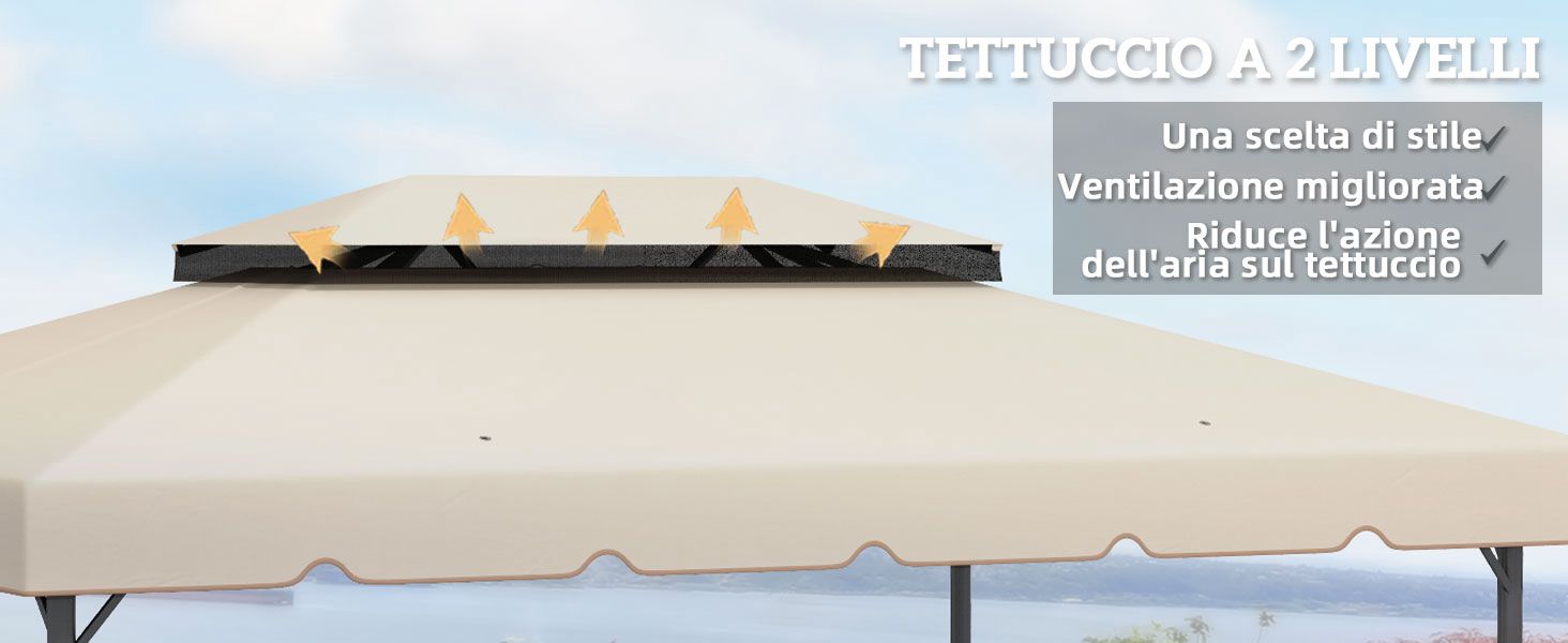 Copertura in Poliestere per Gazebo da 3x4m, Beige