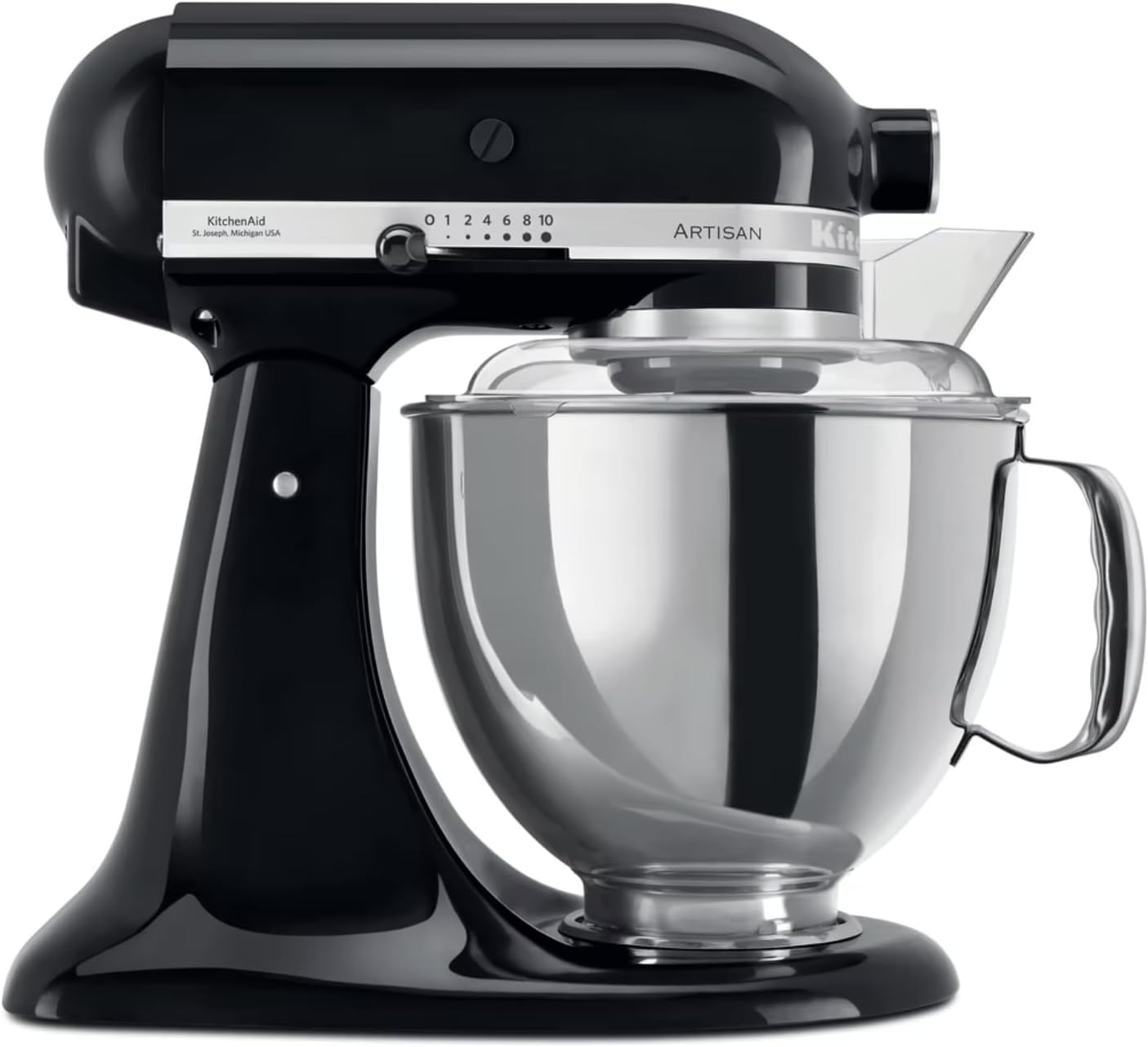 KitchenAid Küchenmaschine I Artisan I Kippbarem Food Processor I Teigknetmaschine mit 5 Zubehör | 2 Schüsseln aus Edelstahl | 4.8 L | Schwarz