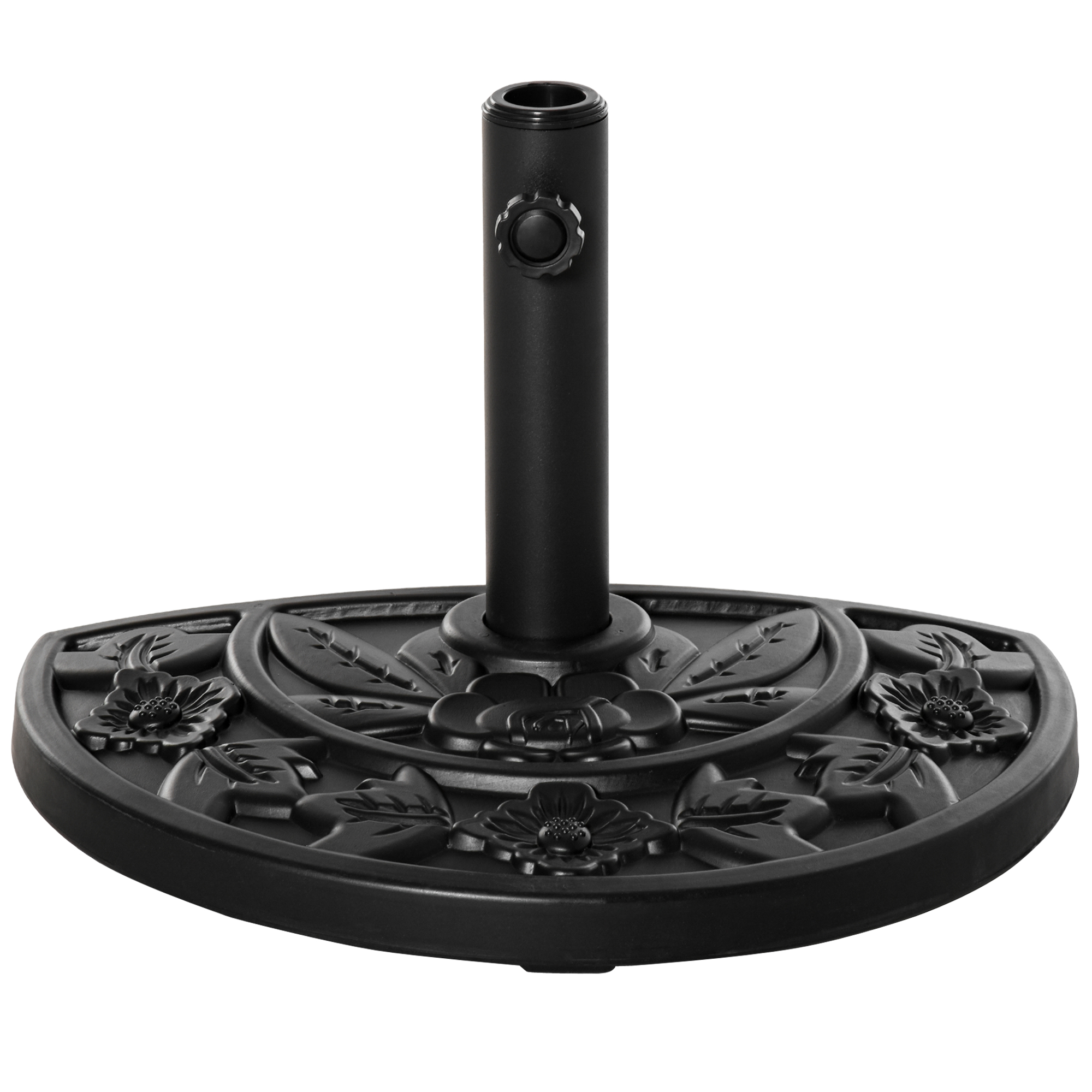 Outsunny Sonnenschirmständer, halbrund, 9 kg, Blumendesign, HDPE/Zement, für Schirmmasten Ø35/38/48 mm