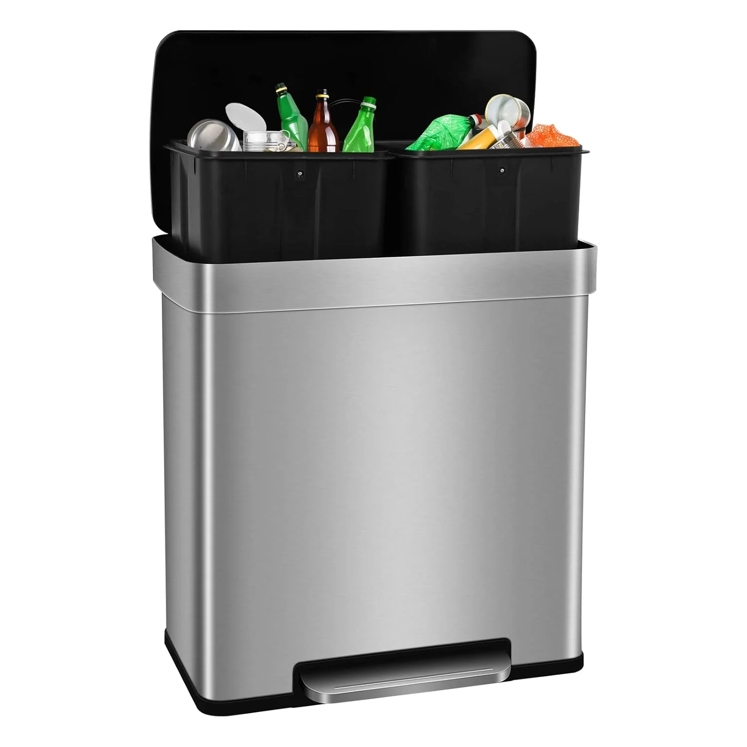 Bigacc 13 Gallon Stainless Steel Kitchen Trash Can with Touch Free Motion Sensor, Automatic Lid, Anti Fingerprint, 50L Capacity