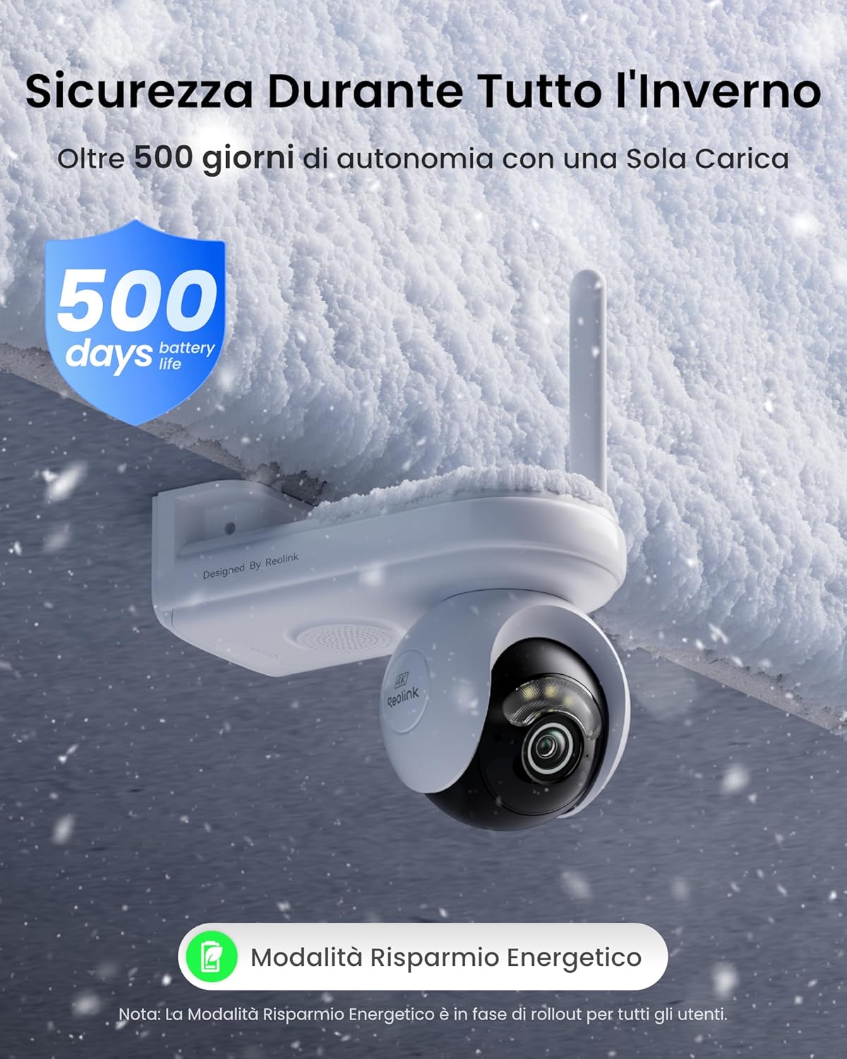 Reolink 4K Telecamera WiFi Esterno Senza Fili con Batteria da 20000 mAh, Registrazione Continua, Rilevamento AI, Auto Tracking, Visione Notturna Color, Rotazione PT 360, Altas PT Ultra+Pannello Solare