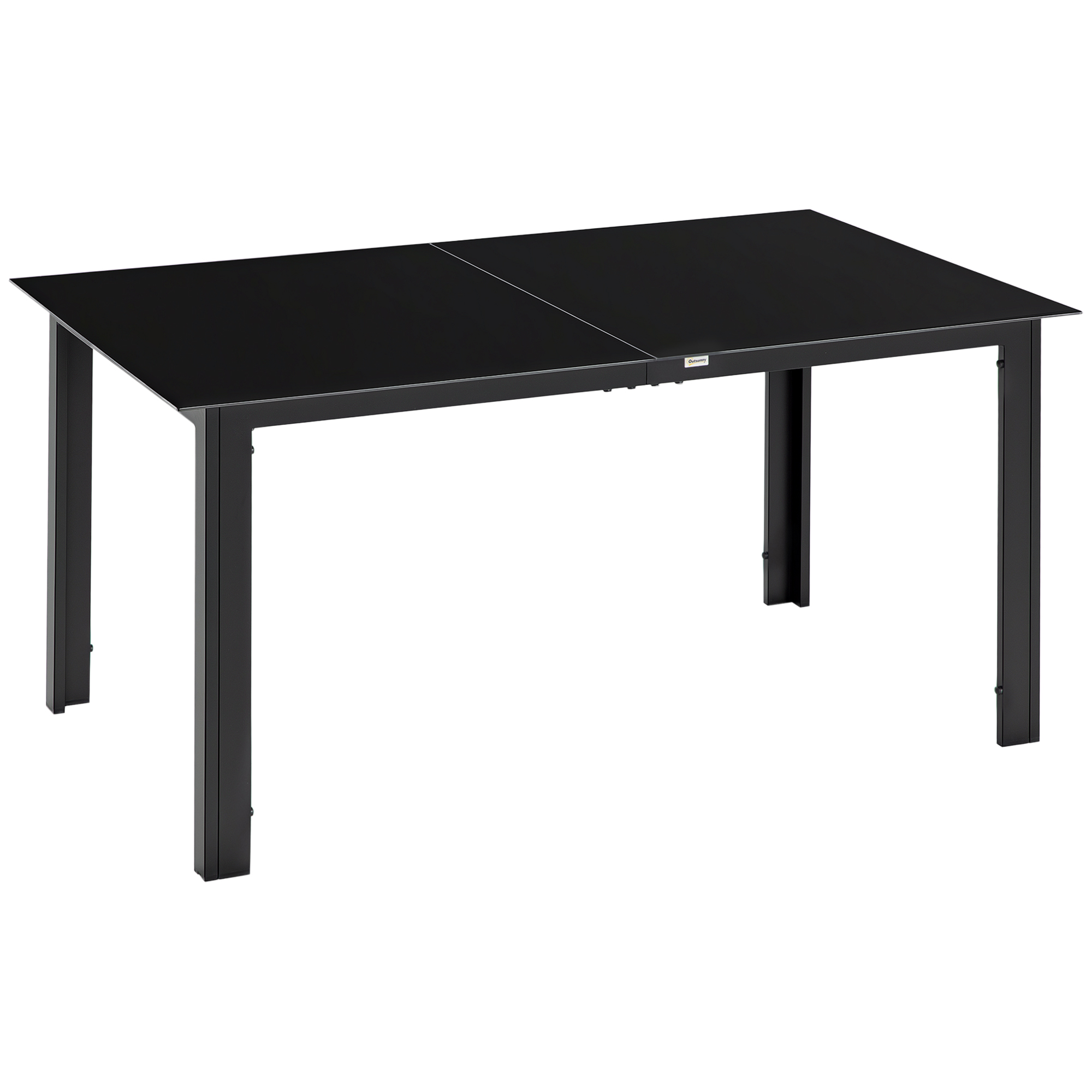 Outsunny Gartentisch für 6 Personen, wetterbeständig, gehärtetes Glas, Terrassentisch, 150 cm x 90 cm x 74 cm, Schwarz
