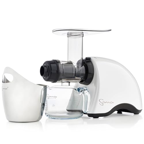 Cold Press SANA 707 Classic Horizontal Single Auger Slow/Low Speed Juicer | Easy Clean, Powerful Motor, Auto Feed, Compact, Celery Attachment, Frozen Desserts, Pasta Extrusion, 15 Year Warranty, White: Home & Kitchen