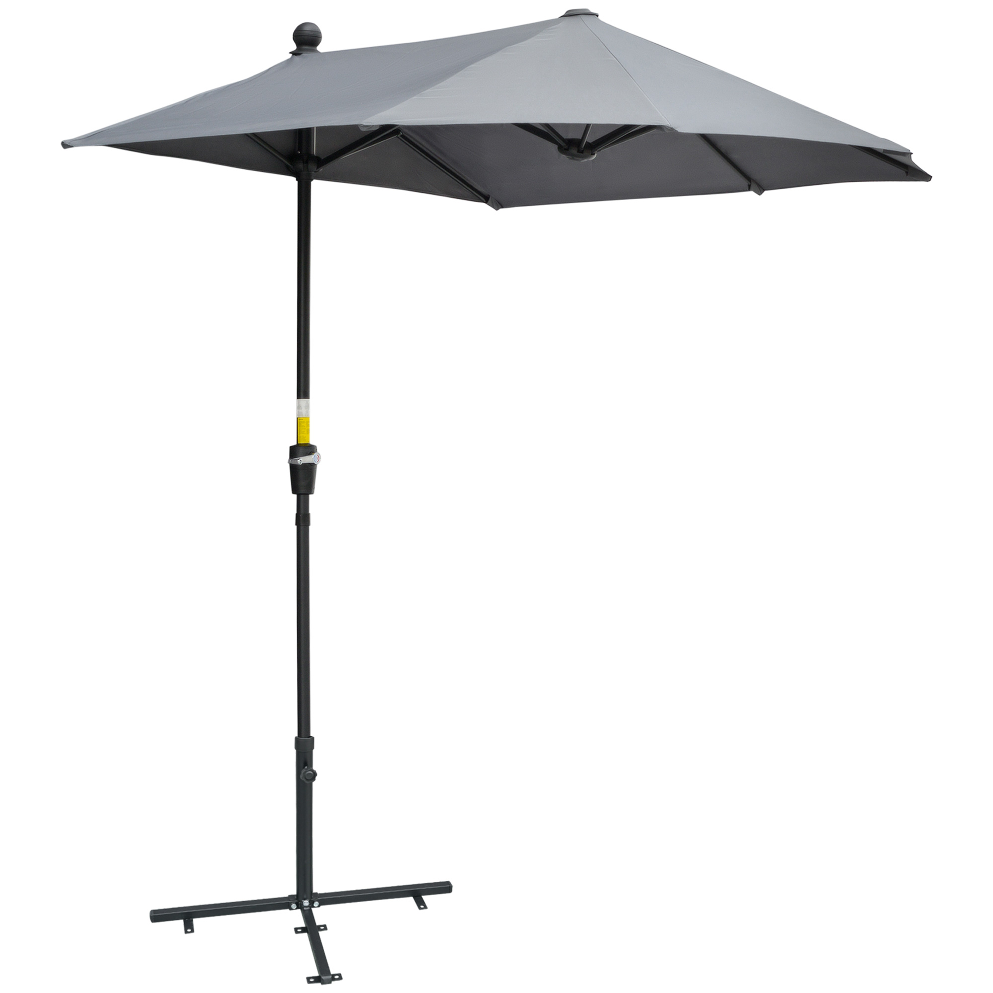 Outsunny  2 x 2 m Sonnenschirm Halbrundschirm Balkonschirm mit Halterung wasserabweisend für Garten Terrassen Höfe 100% Polyester Dunkelgrau