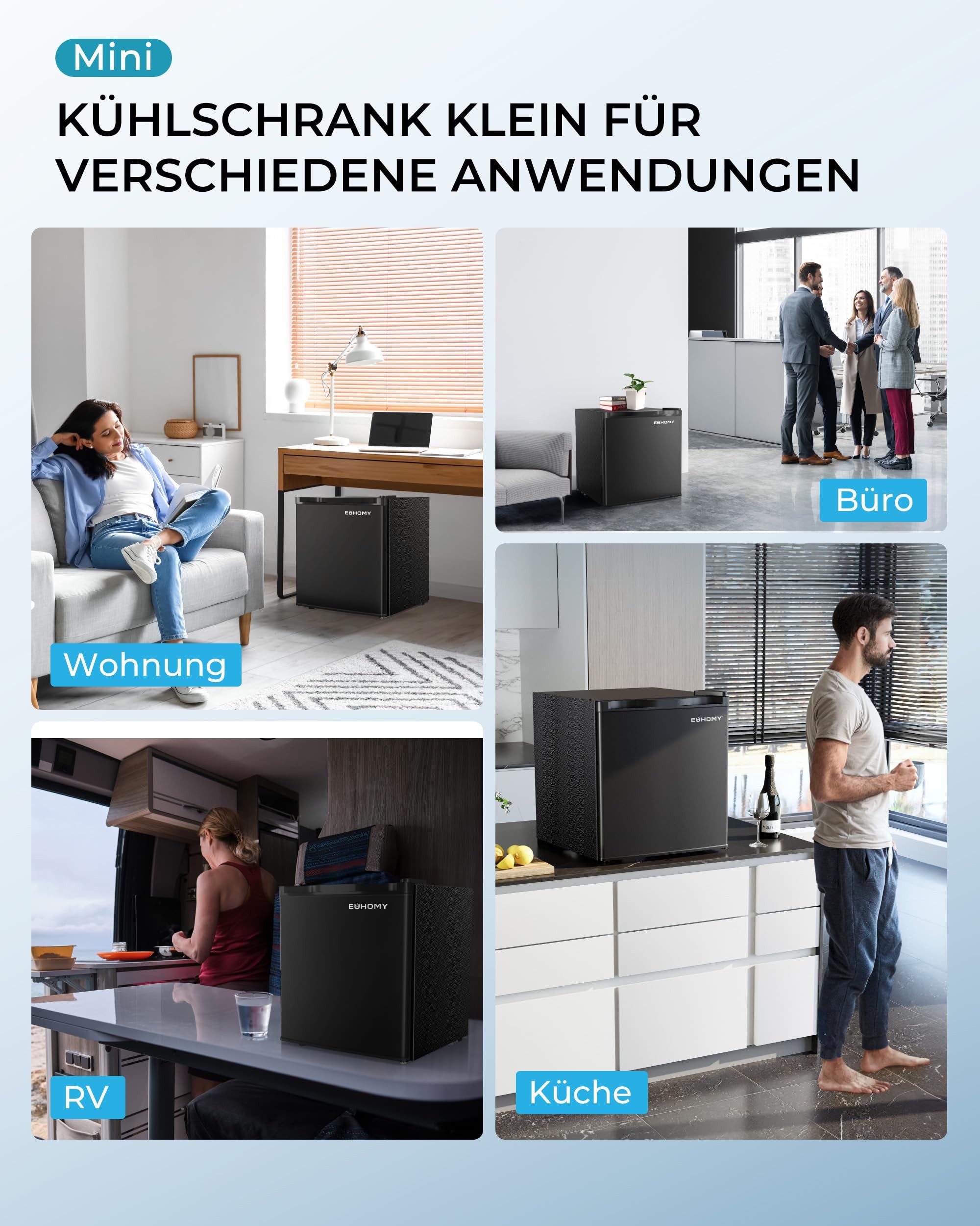 Kühlschrank 46L Mini-Kühlschrank mit Gefrierfach,reversibler Einzeltür Minikühlschrank