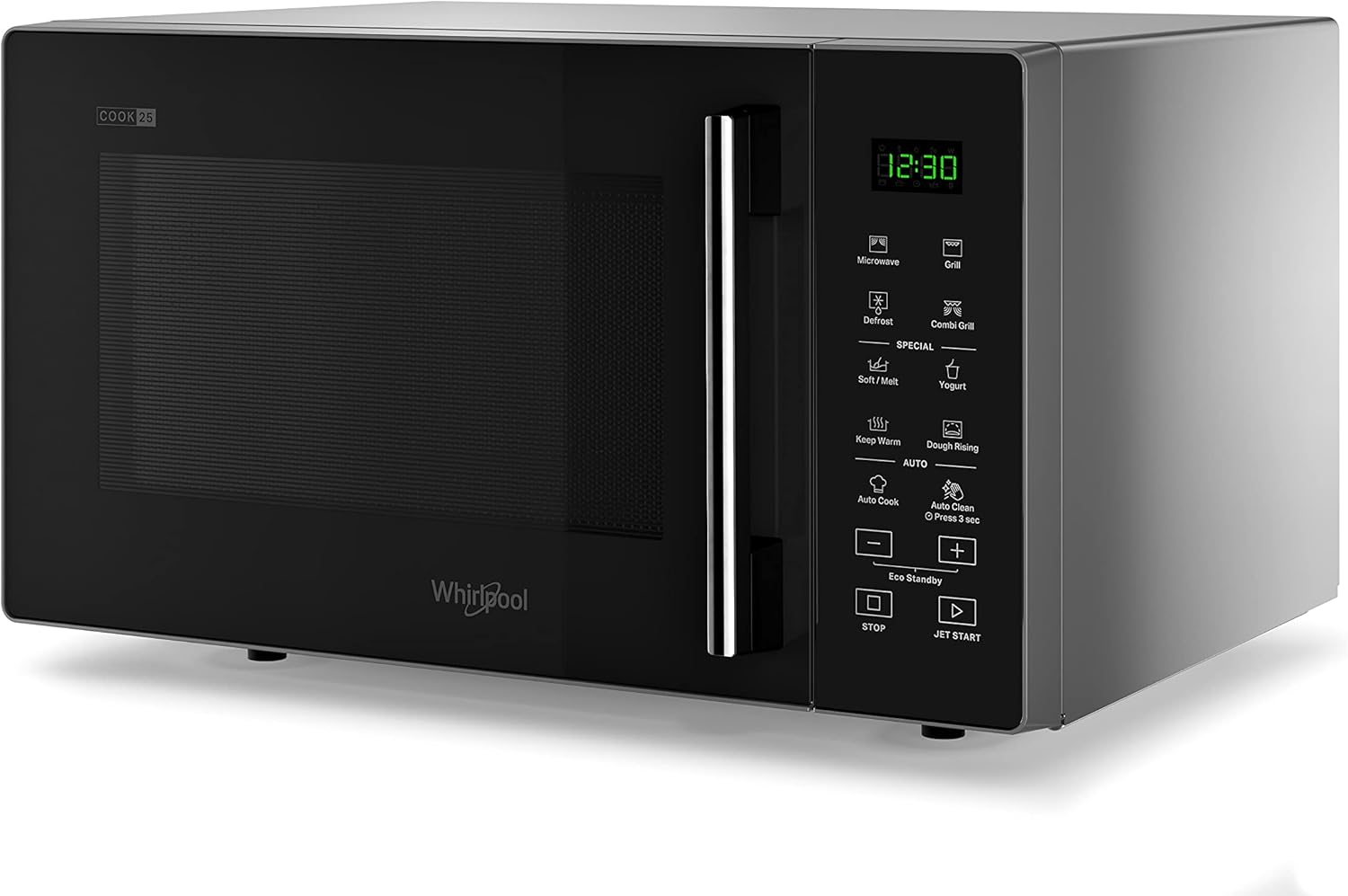 Whirlpool MWP 253 SB - Dimensioni 48,3cm x 41,9cm x 28,1cm, Forno Microonde 25 Litri Con Potenza 900W Microonde E 1000W Grill. Forno A Microonde Con Funzione Yogurt