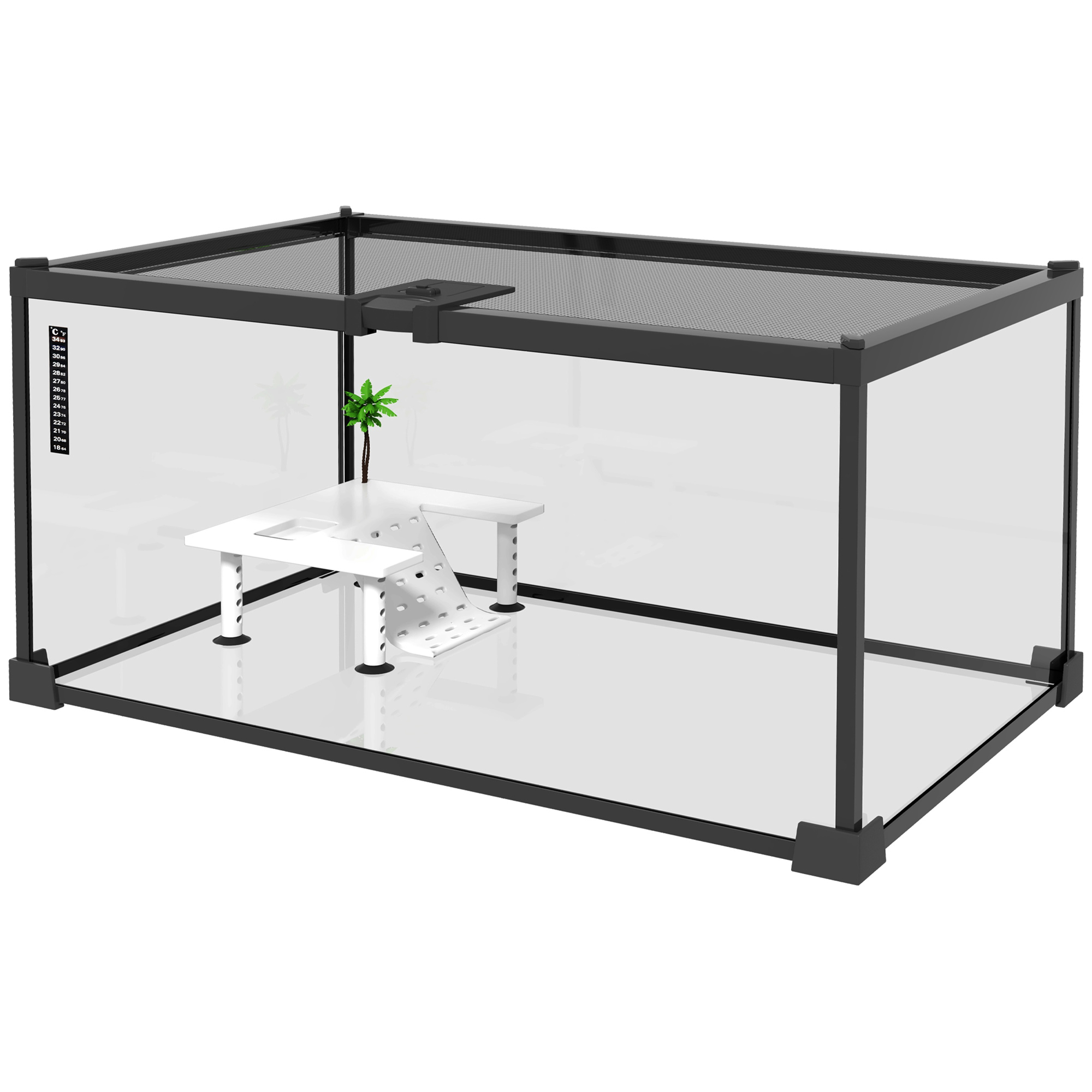 PawHut Reptilienbox Zuchtbehälter Terrarium Behausung Transparenter Schiebedeckel Drahtgitter