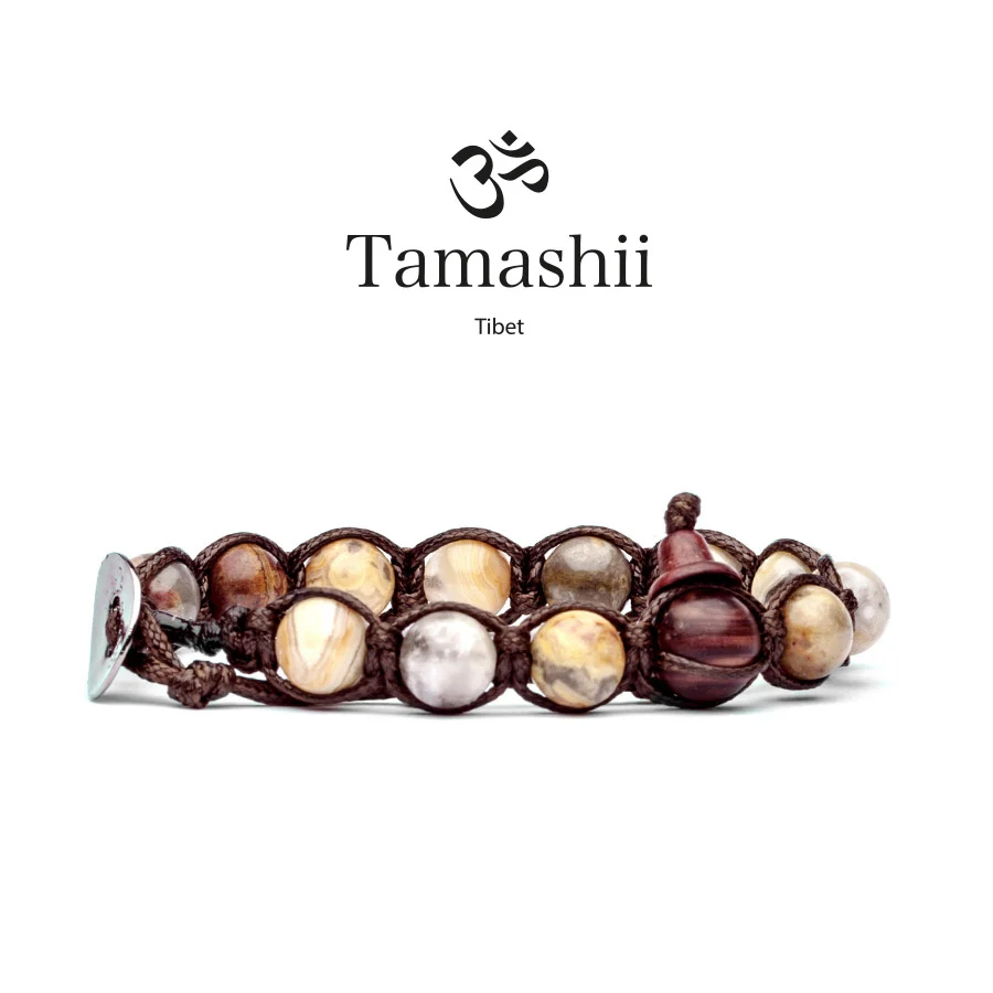 Bracciale Tamashii a un giro in legno fossile da 8mm BHS900-78