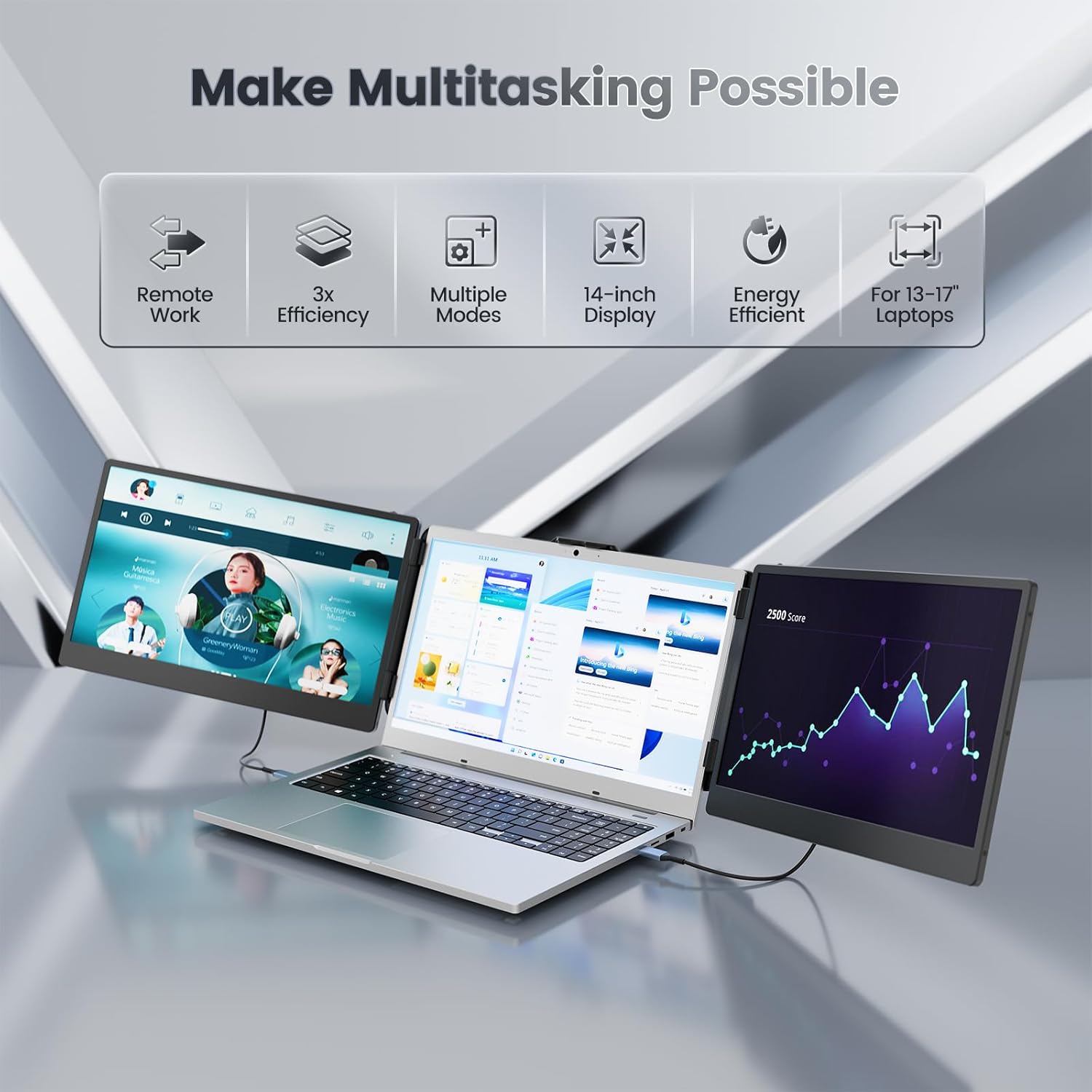 Teamgee Monitor Portatile per Laptop, Portable Monitor Schermo Doppio FHD 1080P IPS da 14