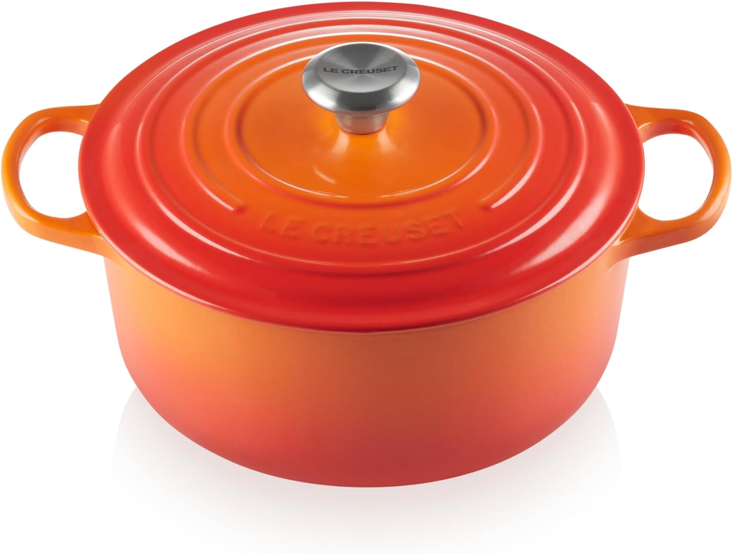 Le Creuset Signature żeliwne naczynie do pieczenia z pokrywką, Ø 26 cm, okrągłe, nadaje się do wszystkich rodzajów kuchenek i kuchenek indukcyjnych, pojemność: 5,3 l, 5,135 kg, kolor czerwony