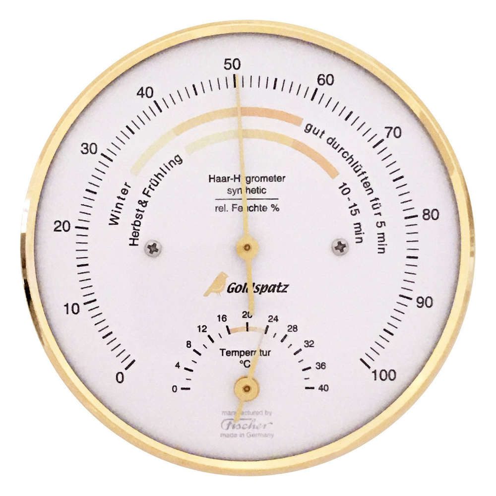 Wetterstation Goldspatz Wohnklima-Hygrometer mit Thermometer, 103 mm