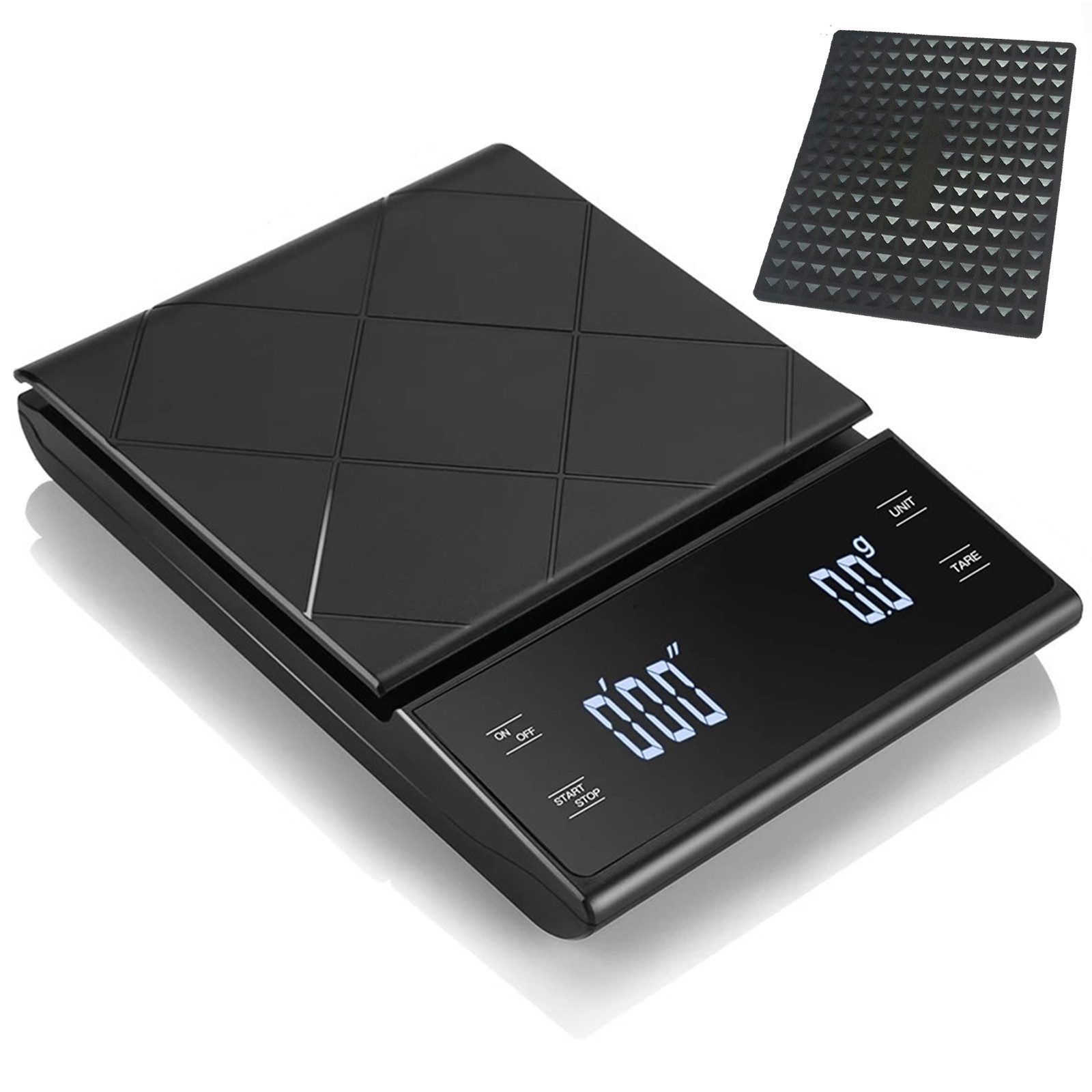 Küchenwaage USB Wiederaufladbare Digital Kaffeewaage mit Timer Feinwaage 3kg/0,1g
