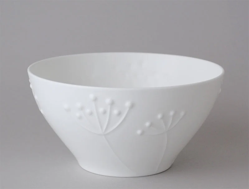 Plum Sprig Deep Bowl �C White Bone China, Handmade in England