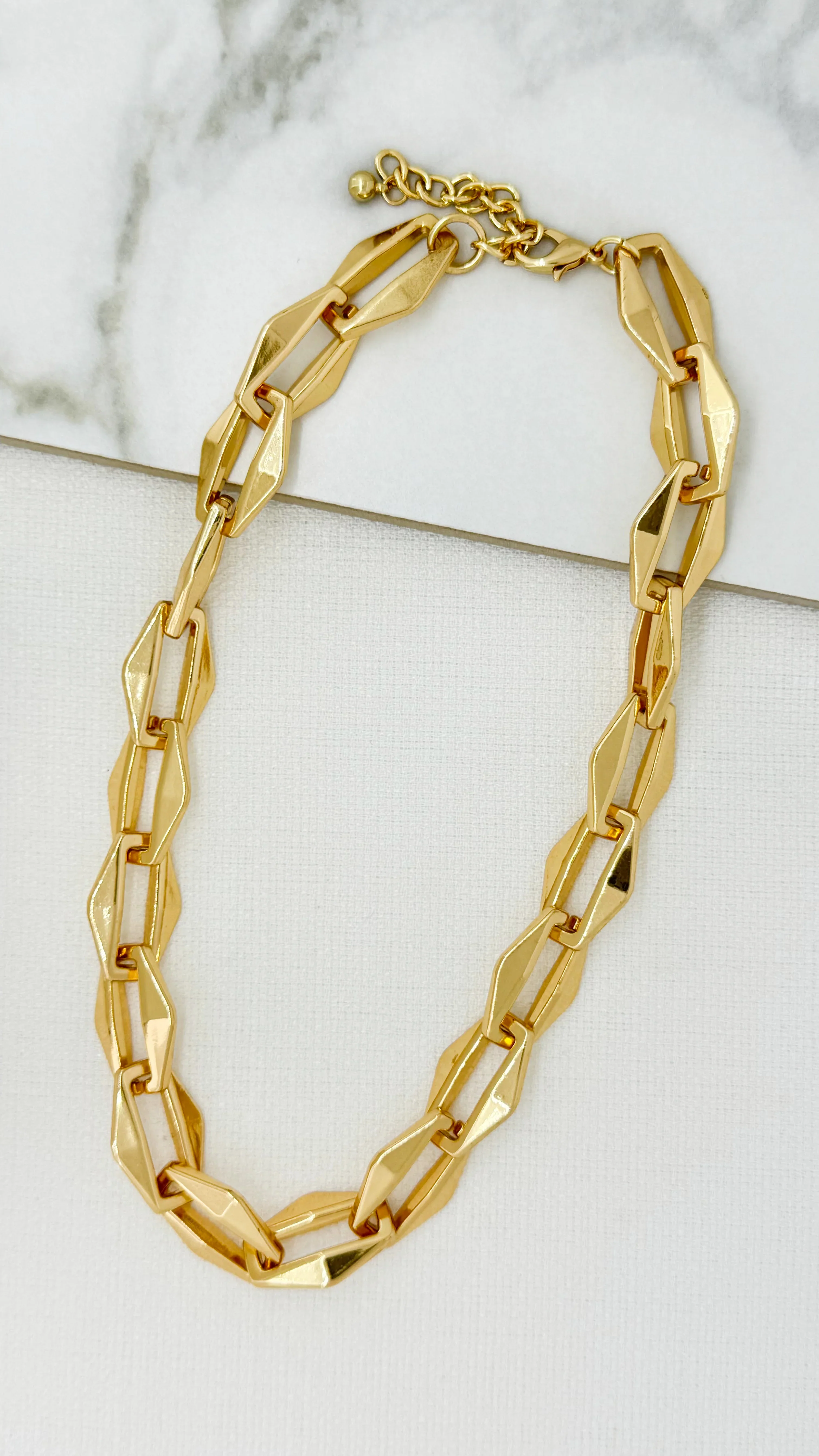 Envy Thick Gold Faceted Link Necklace