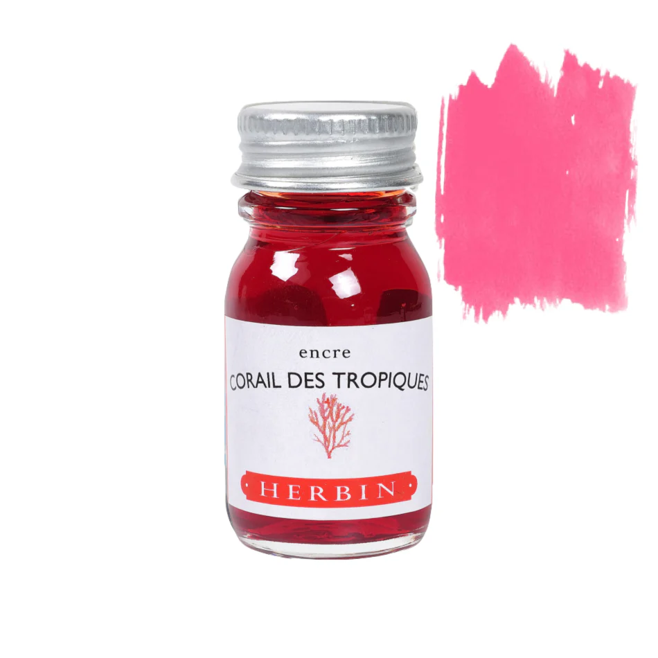 J. Herbin Fountain Pen Ink 10ml Bottle -35 Colors: Corail des Tropiques (Tropical Coral)