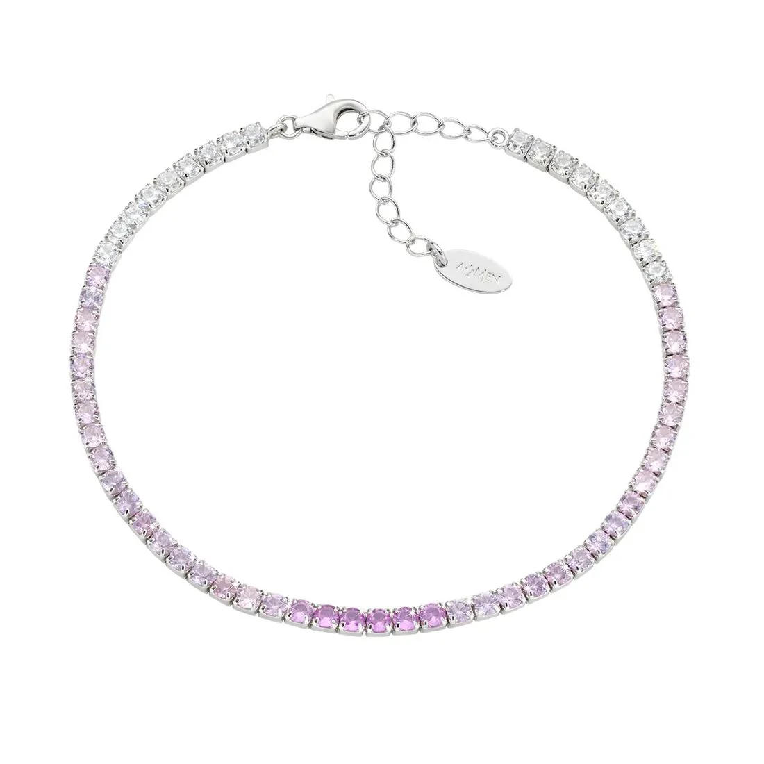 Bracciale Amen tennis argento bianco e rosa in sfumatura degrad�� BT25DEBRO17