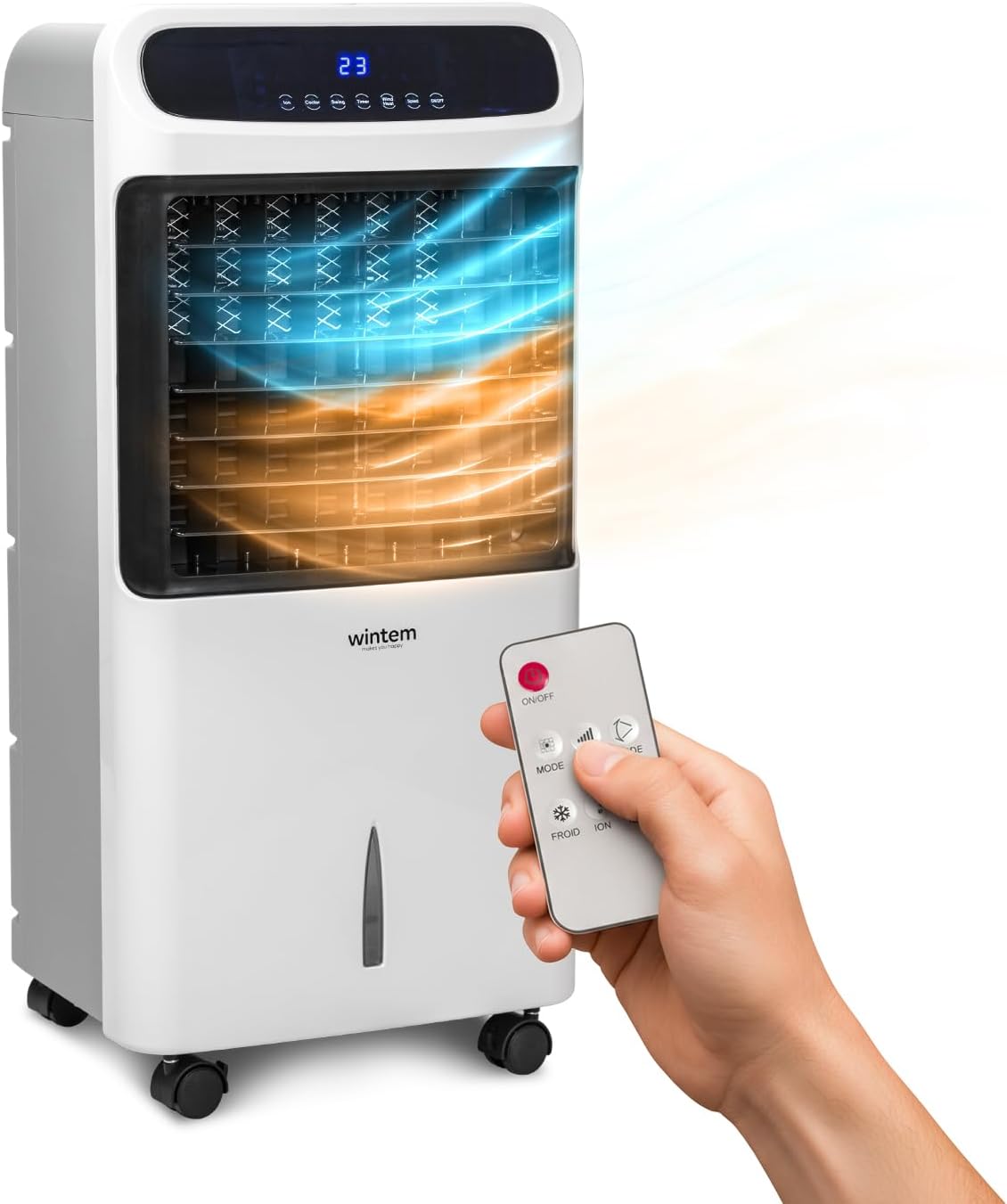 Climatizzatore Portatile 4-in-1 80/2000W: Riscaldamento, Raffreddamento, Umidificatore e Purificatore d'Aria, Facile da Spostare - Ideale per Stanze fino a 80m², 34x38x80 cm