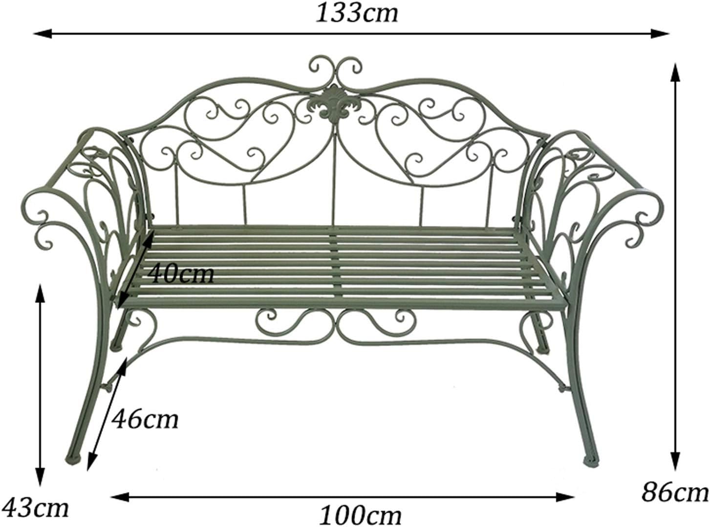 Metal Garden Bench, Double Wrought Iron Country Chair Bench Leisure Chair with Backyard Decor Garden Bench