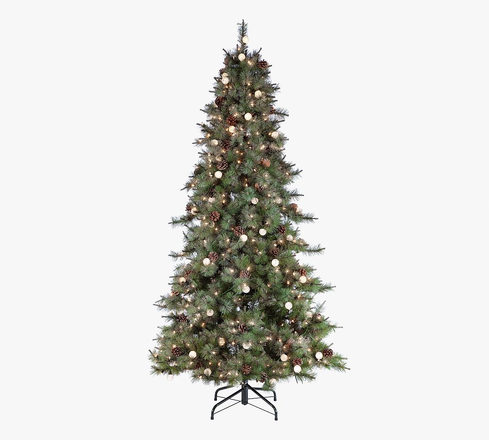 Arcadia Fir 7.5 Ft Pre Lit Faux Christmas Tree, PVC & Metal, Clear Lights, Indoor Use